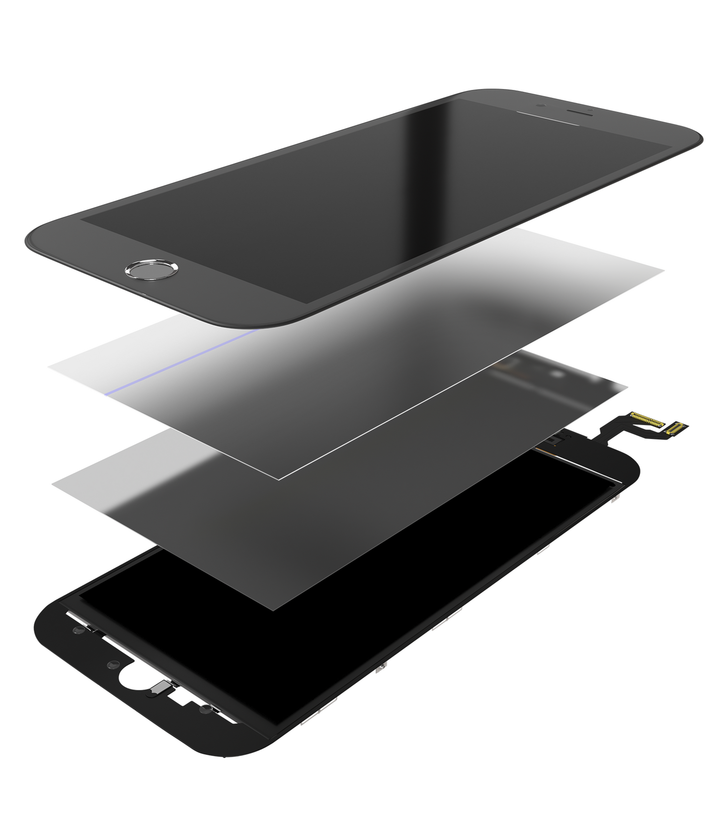 4 in 1 (Front Glass + Frame + Polarizer + OCA Pre-Installed) For iPhone 6S (2 Pack) (Black)