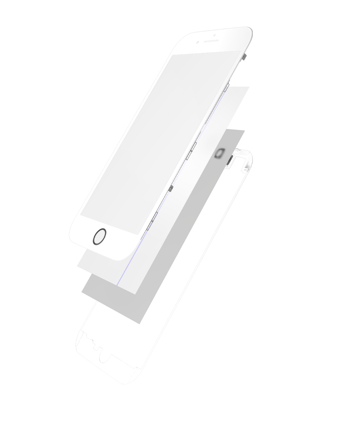 Glass With Frame / OCA / Polarizer Pre-Installed For iPhone 7 (White) (Premium / 4 in 1) (2 Pack)