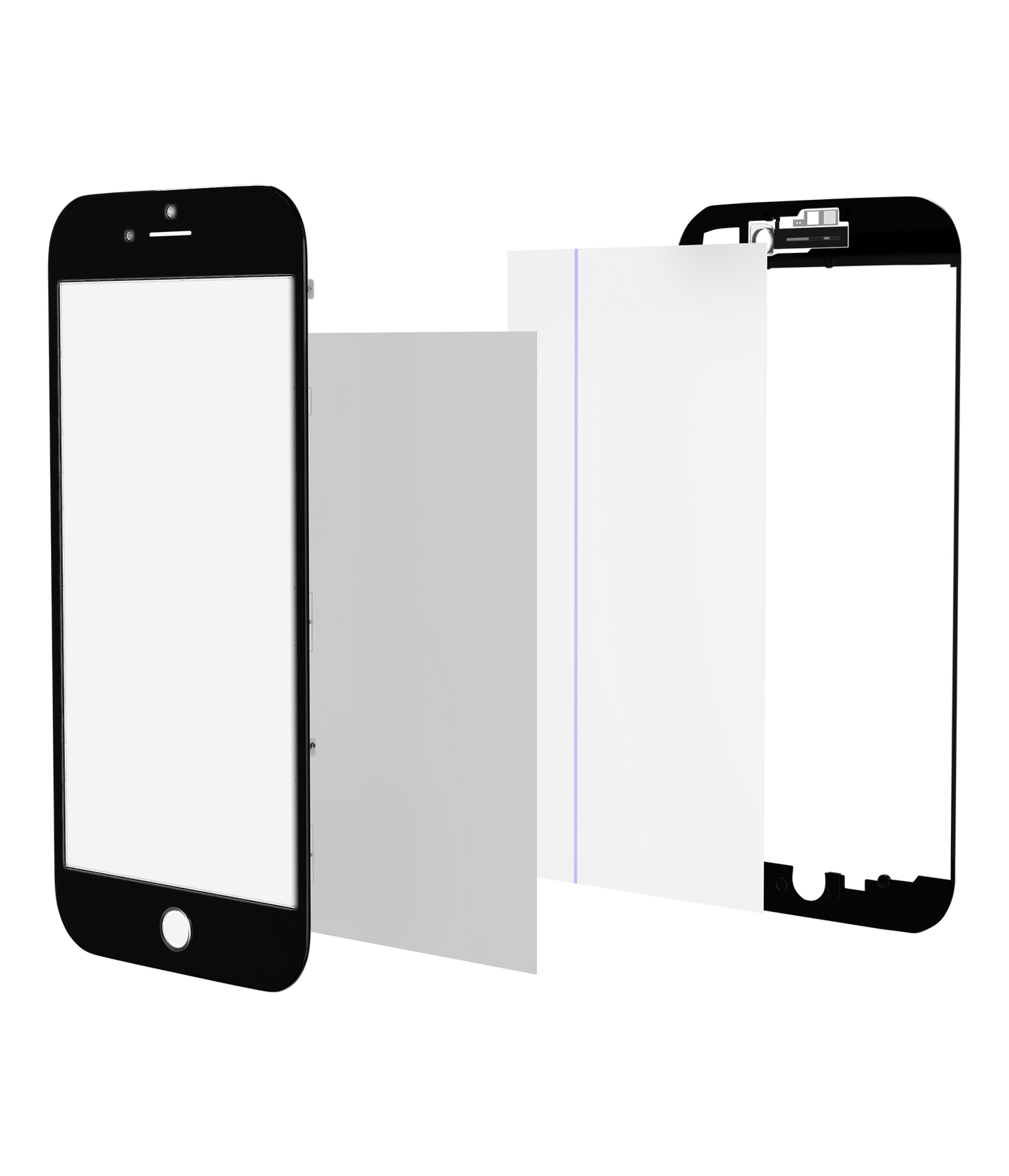 Glass With Frame / OCA / Polarizer Pre-Installed For iPhone 7 Plus (Black) (Premium / 4 in 1) (2 Pack)