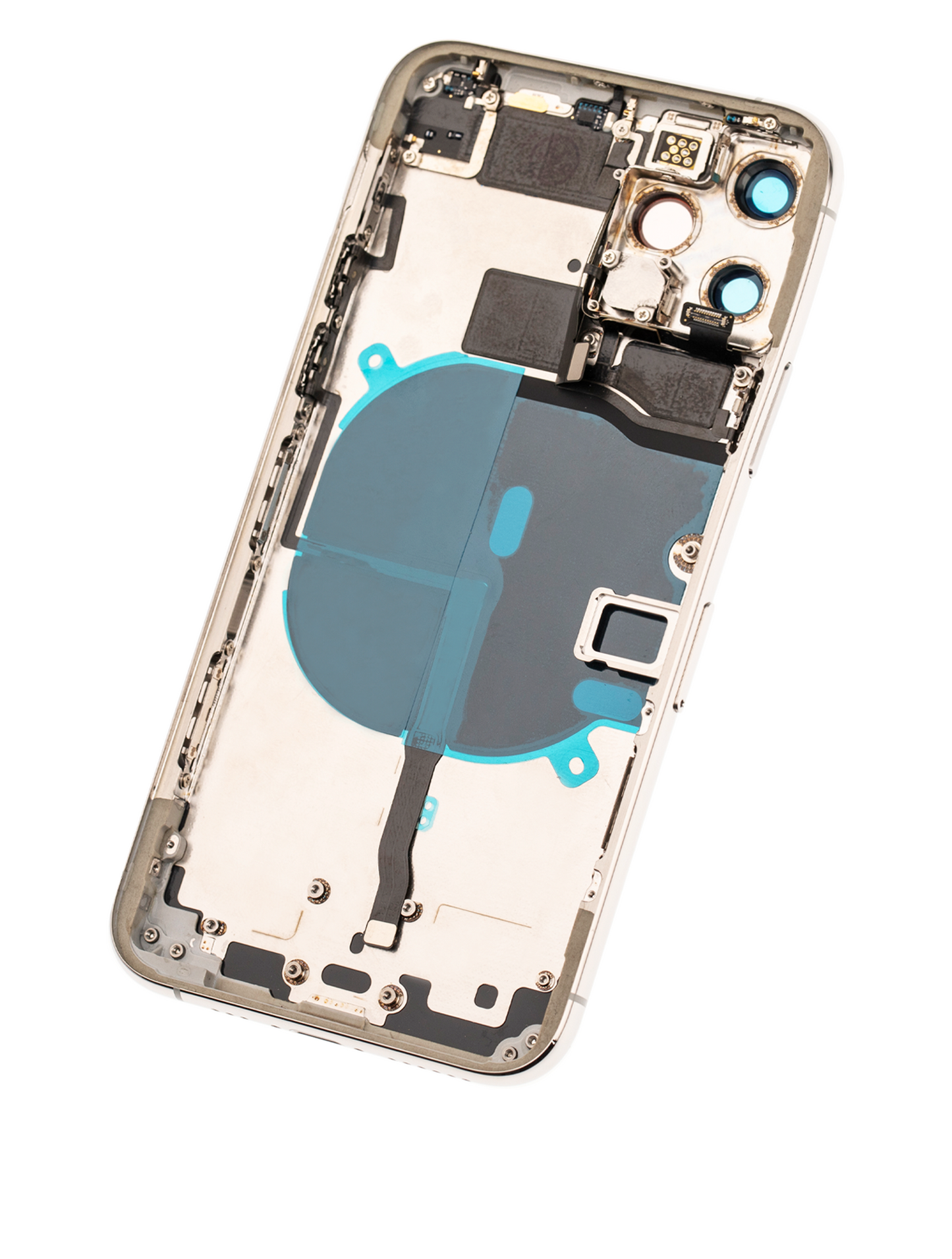 Back Housing W/ Small Components Pre-Installed For iPhone 11 Pro (Used OEM Pull: Grade C) (Matte Silver)