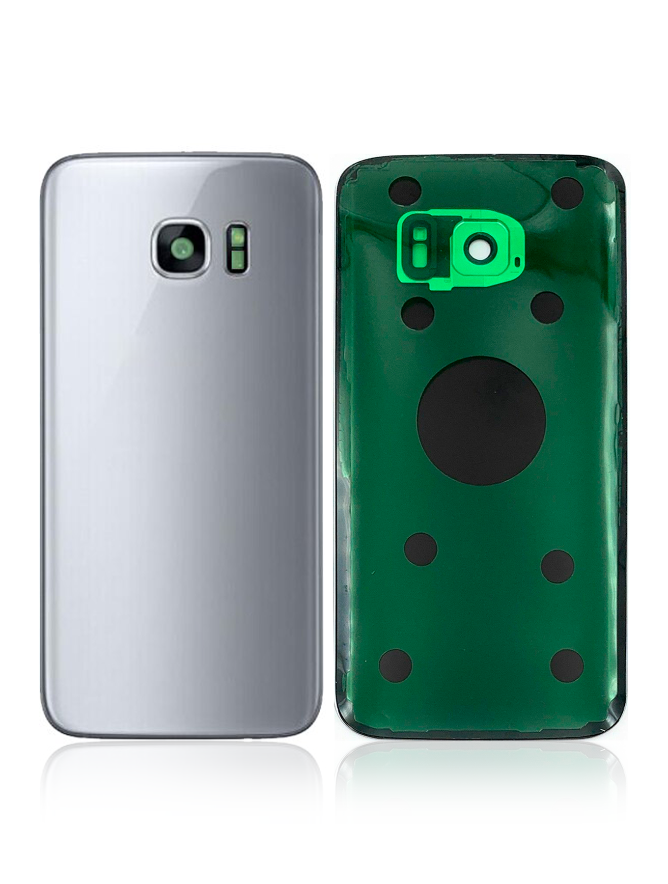Back Cover Glass With Camera Lens For Samsung Galaxy S7 (No Logo) (Aftermarket Plus) (Silver)