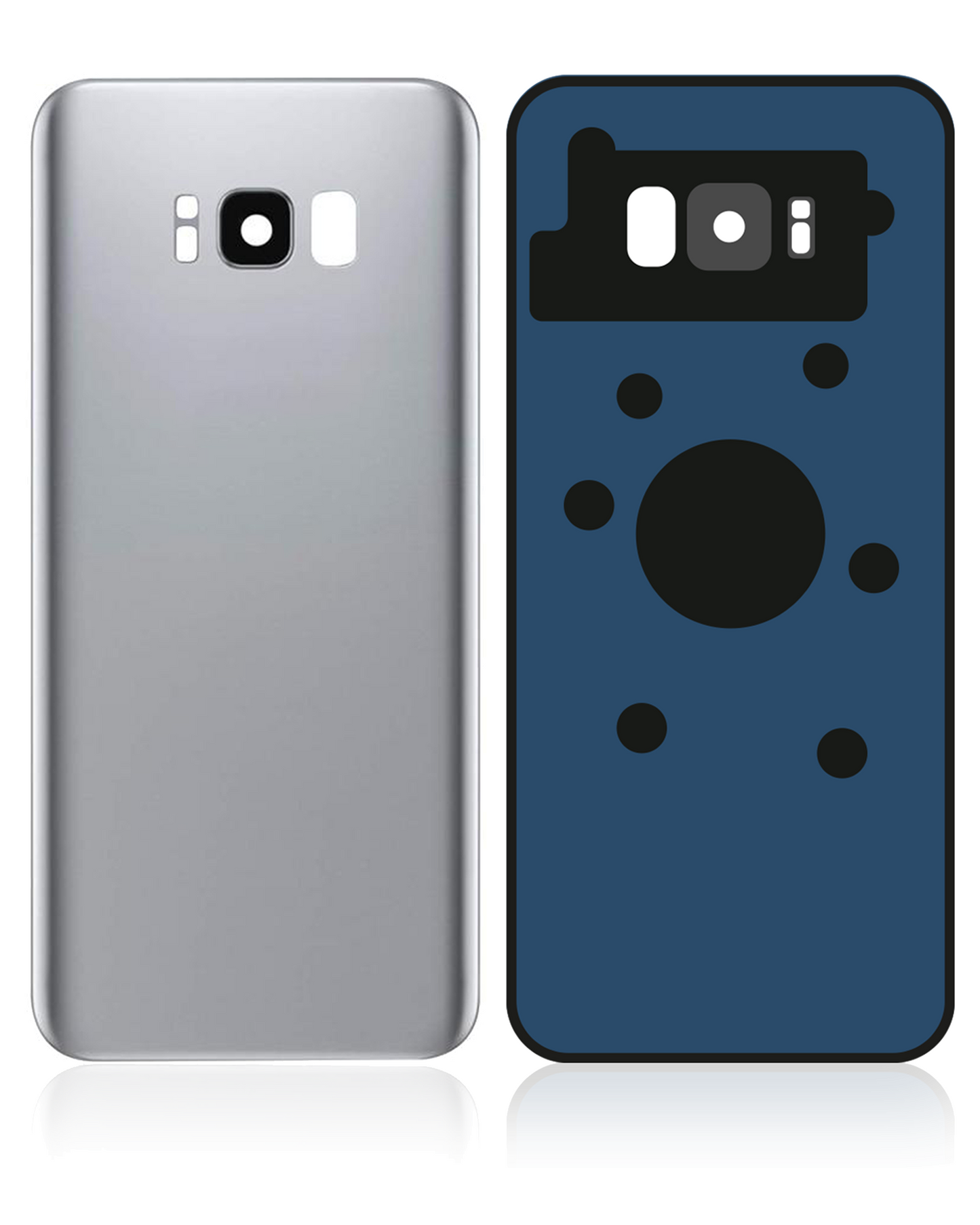 Back Cover Glass With Camera Lens For Samsung Galaxy S8 (No Logo) (Aftermarket Plus) (Arctic Silver)
