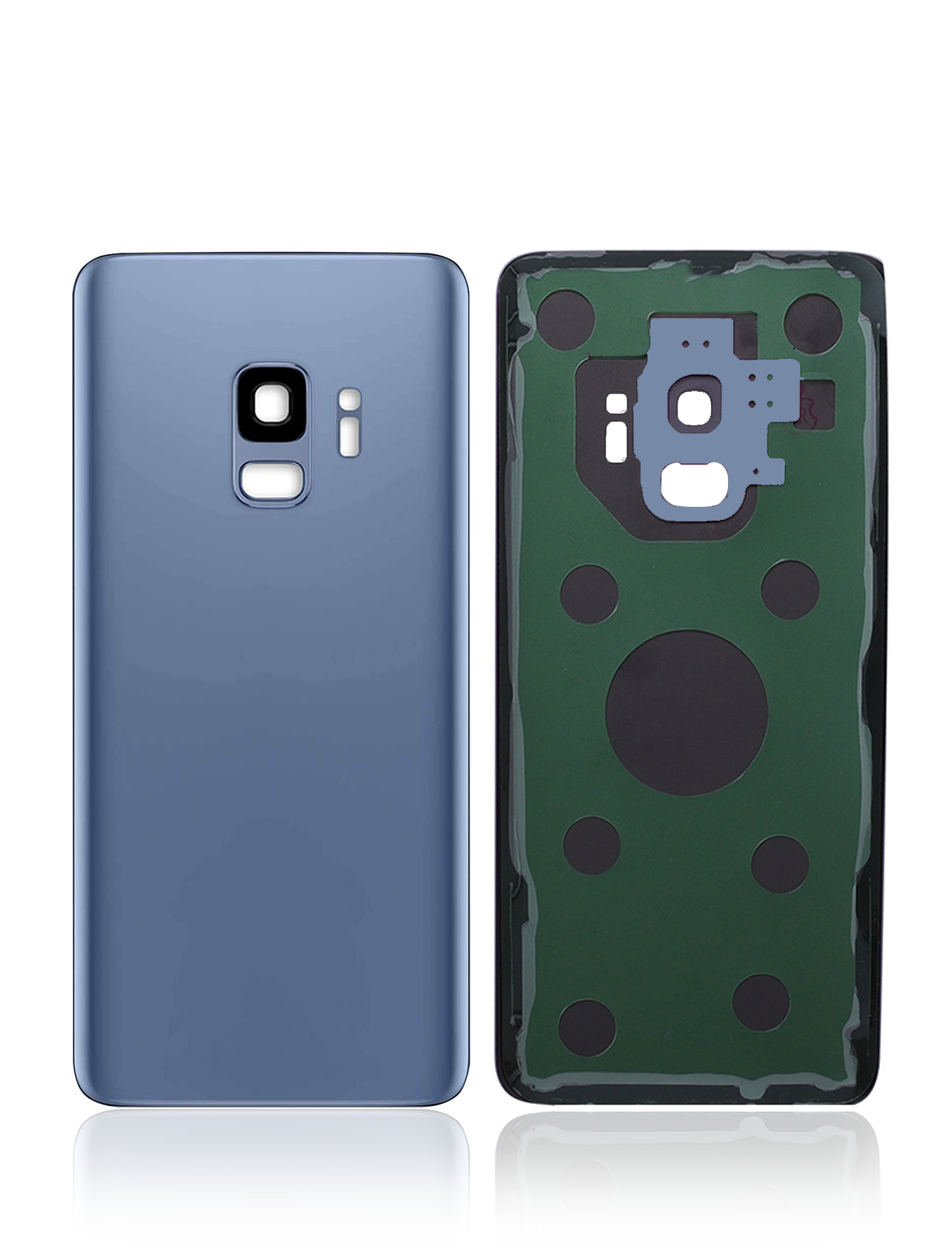 Back Cover Glass With Camera Lens For Samsung Galaxy S9 (No Logo) (Aftermarket Plus) (Coral Blue)