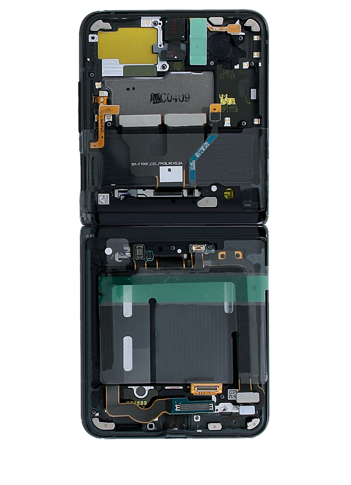 Inner OLED Assembly With Frame For Samsung Galaxy Z Flip 4G (F700) (Service Pack) (Mirror Black) - Back View | Tech Drip Canada