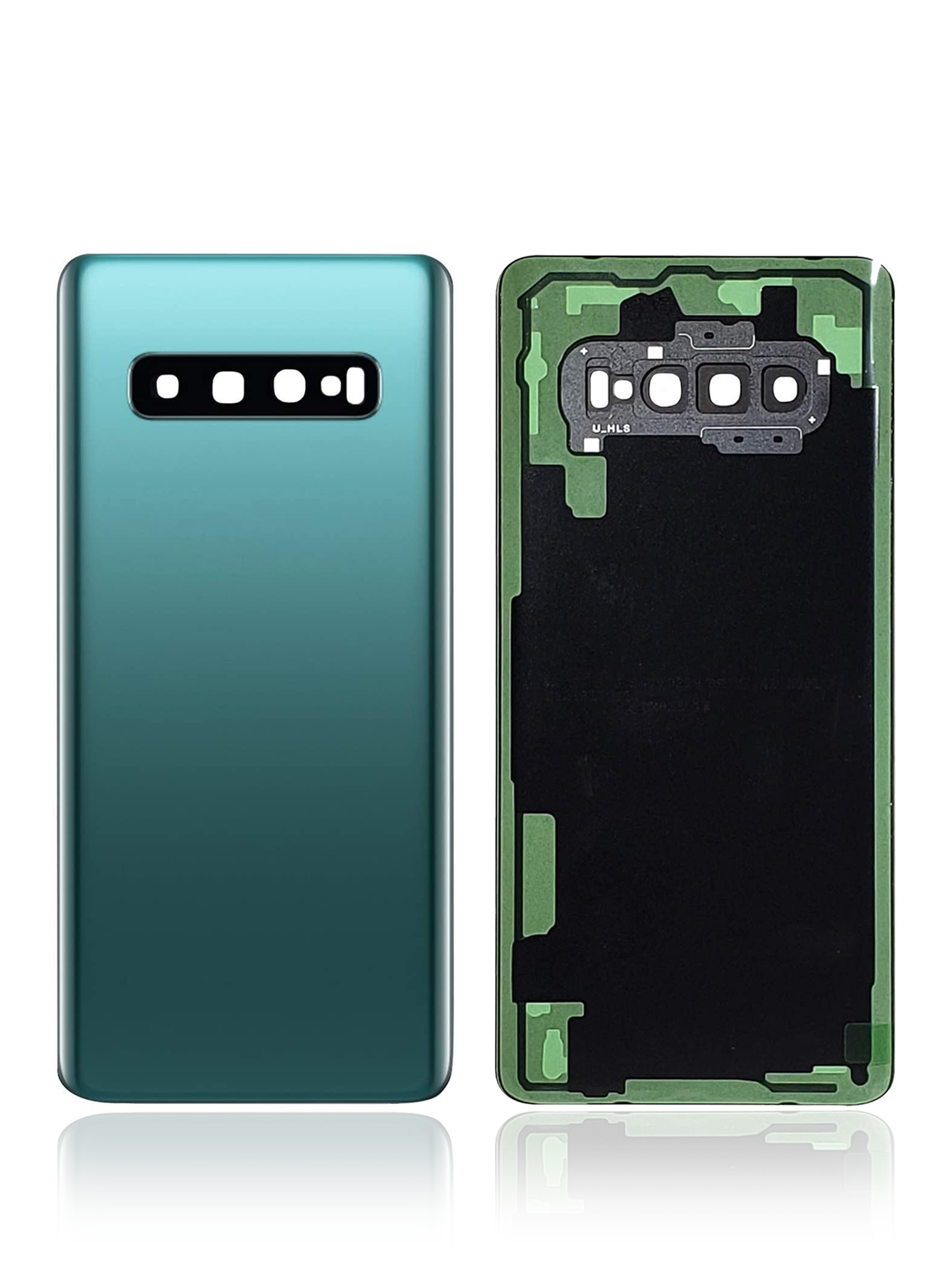 Back cover Glass With Camera Lens For Samsung Galaxy S10 Plus (No Logo) (Aftermarket Plus) (Prism Green)