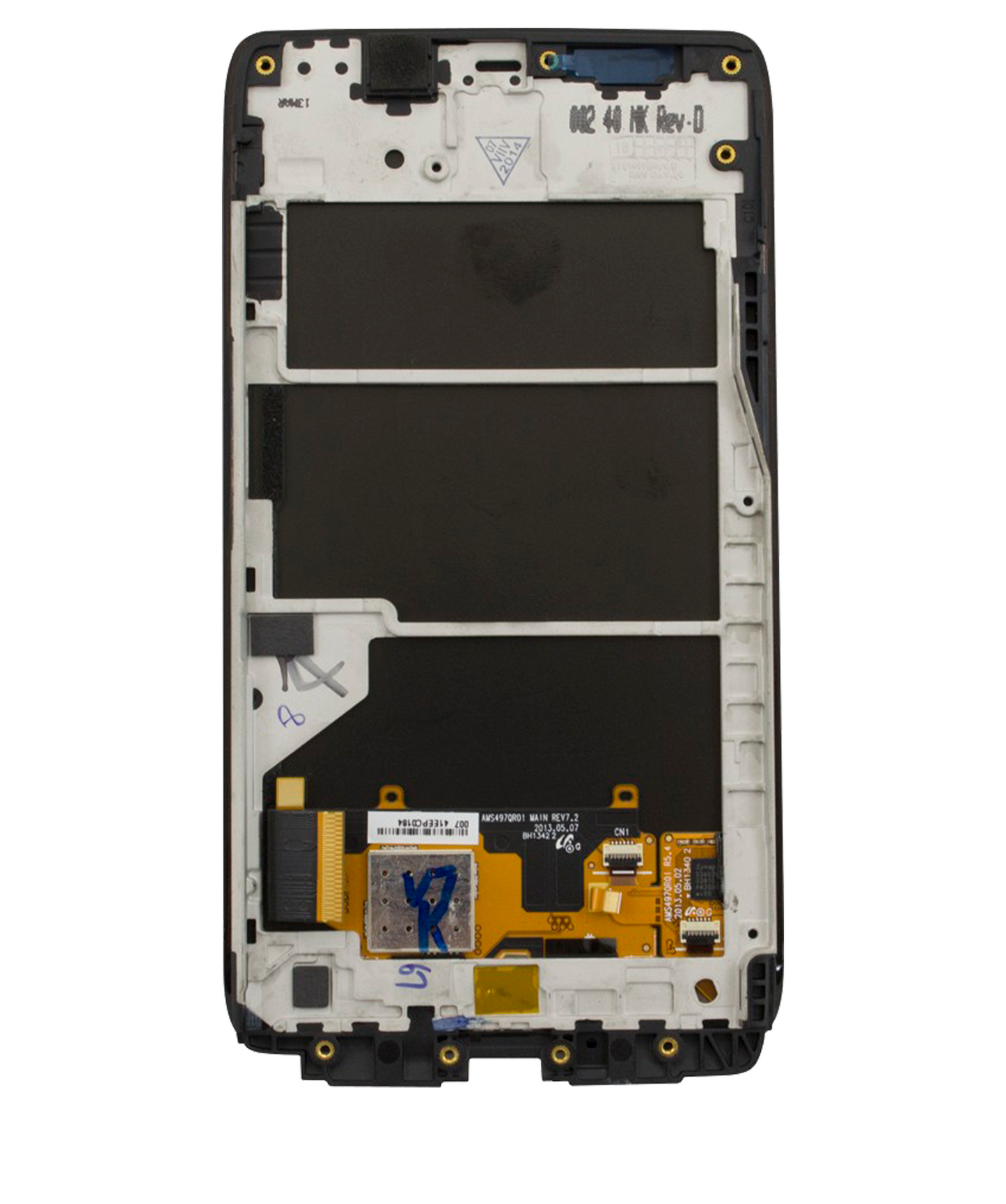 LCD Assembly With Frame for Motorola Droid Maxx (XT1080 / 2013) Refurbished Black - repair component detail angle, SKU 107082030603, image 4