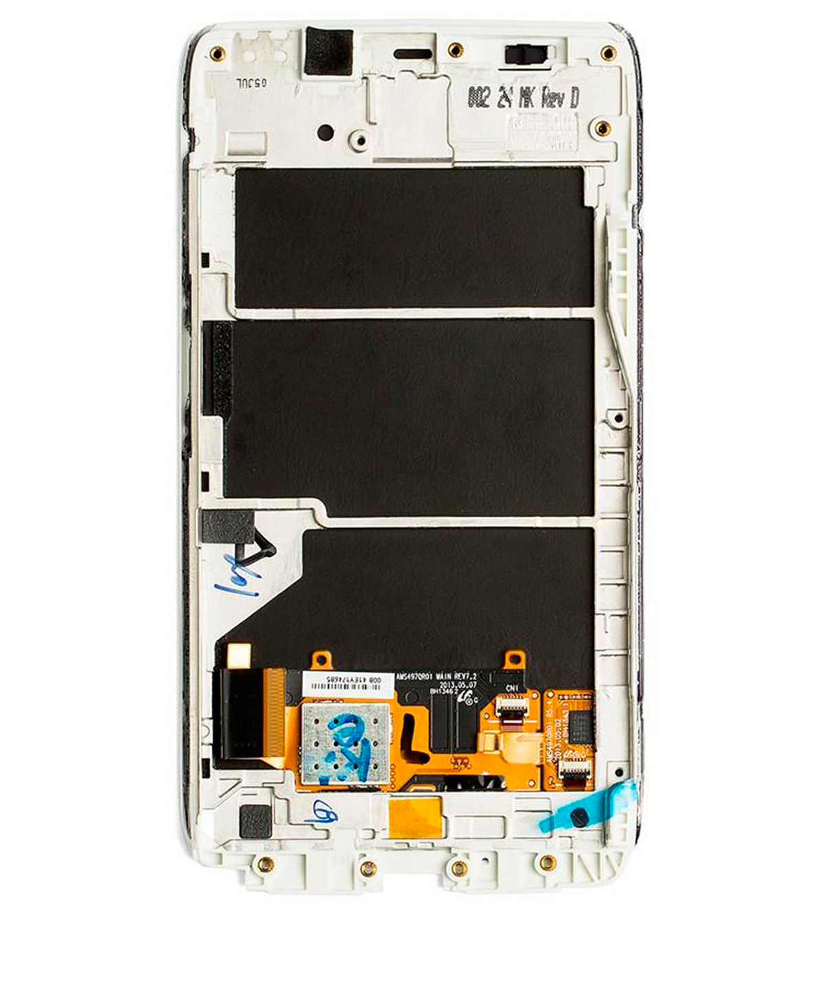 LCD Assembly With Frame for Motorola Droid Maxx (XT1080 / 2013) Refurbished White - phone replacement part close-up, SKU 107082030604, image 3