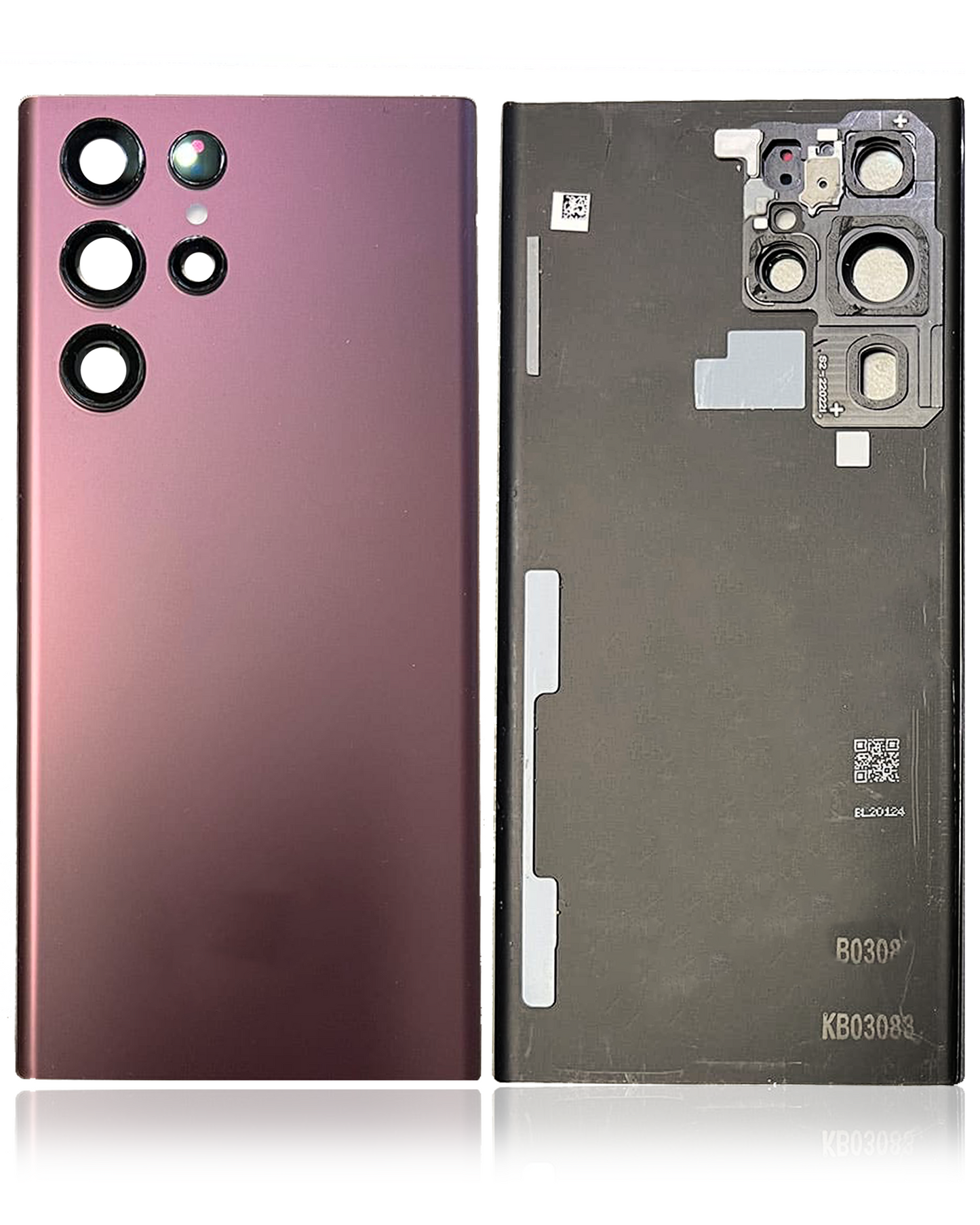 Back Cover Glass With Camera Lens For Samsung Galaxy S22 Ultra (Service Pack) (Burgundy)