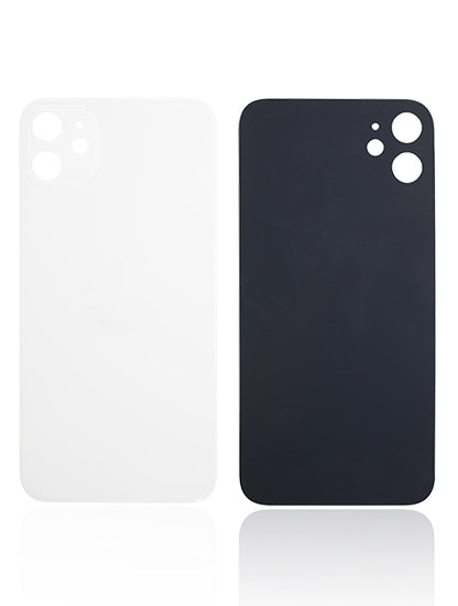 Back Glass With 3M Adhesive For iPhone 11 (No Logo / Large Camera Hole) (White)