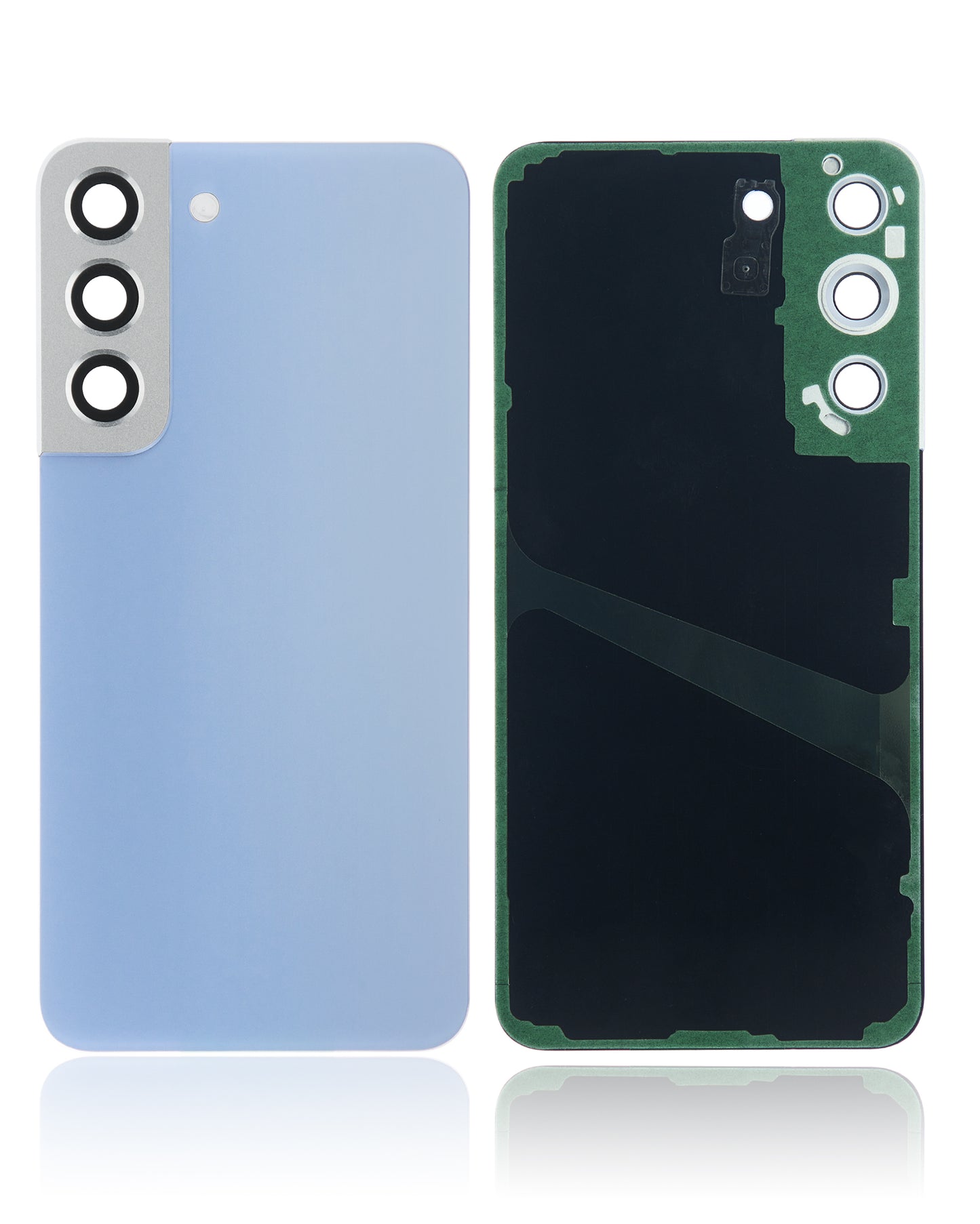 Back Cover Glass With Camera Lens For Samsung Galaxy S22 5G (No Logo) (Aftermarket Plus) (Sky Blue)