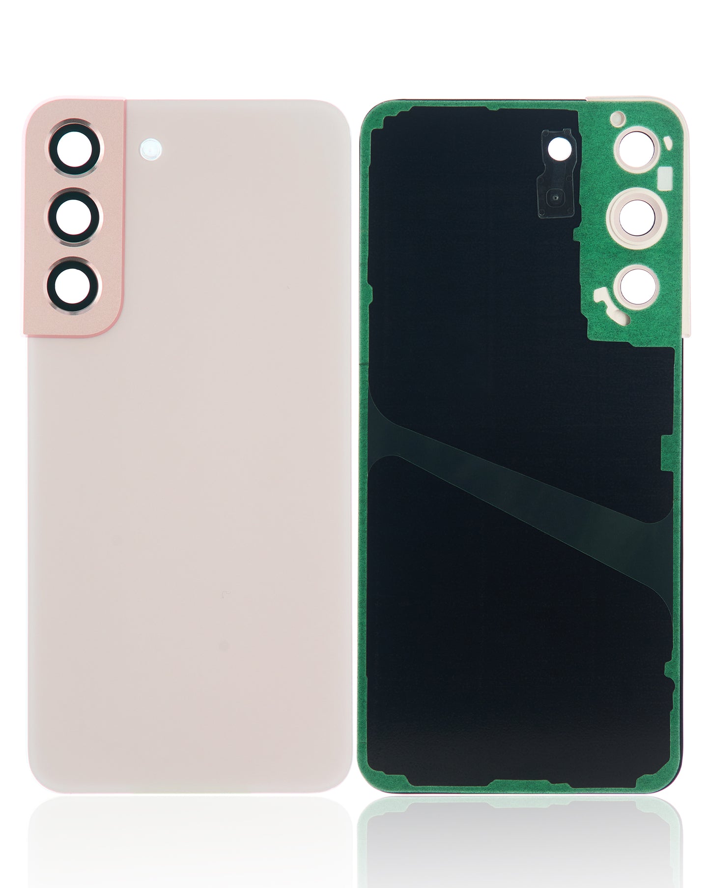 Back Cover Glass With Camera Lens For Samsung Galaxy S22 5G (No Logo) (Aftermarket Plus) (Pink Gold)