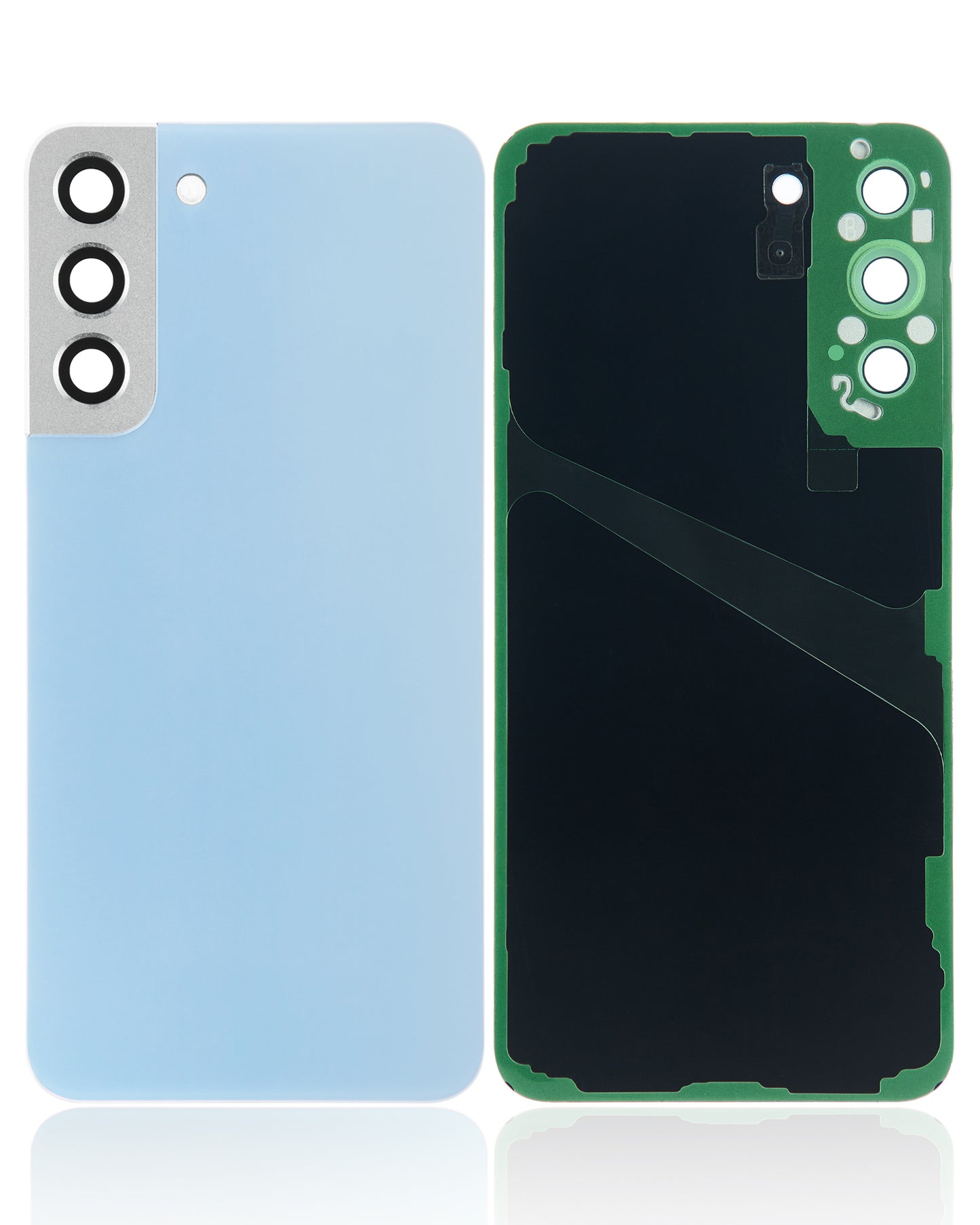 Back Cover Glass With Camera Lens For Samsung Galaxy S22 Plus 5G (No Logo) (Aftermarket Plus) (Sky Blue)