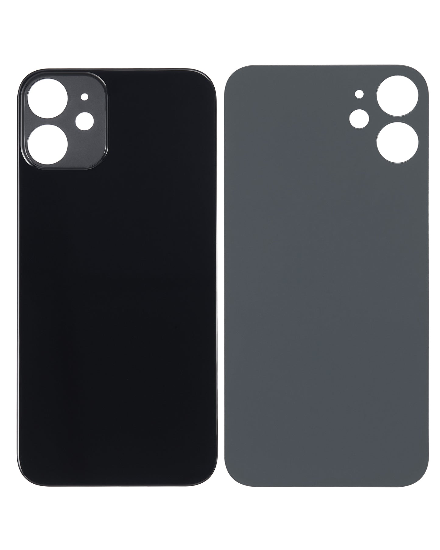 Back Glass With 3M Adhesive For iPhone 12 Mini (No Logo / Large Camera Hole) (Black)