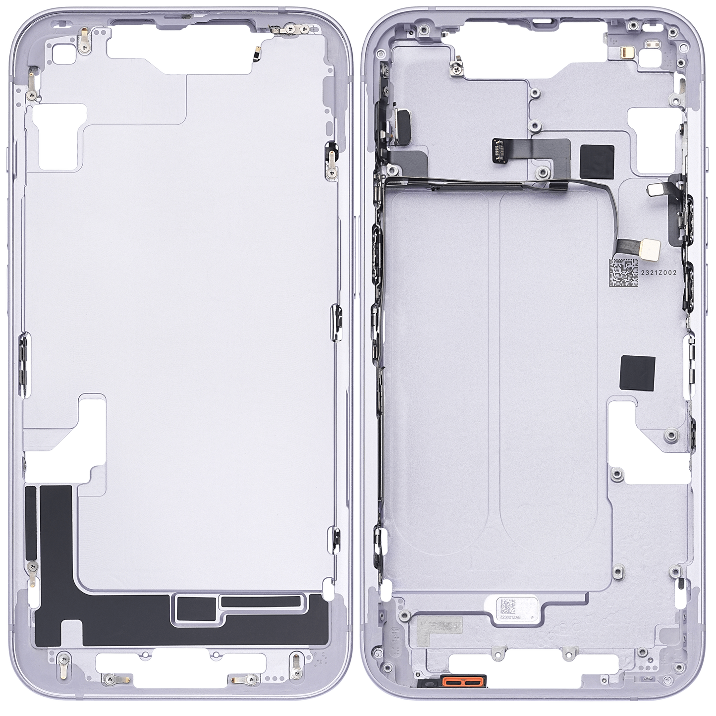 Mid-Frame Housing W/ Small Parts For iPhone 14 (US Version) (Used OEM Pull: Grade B) (Purple)