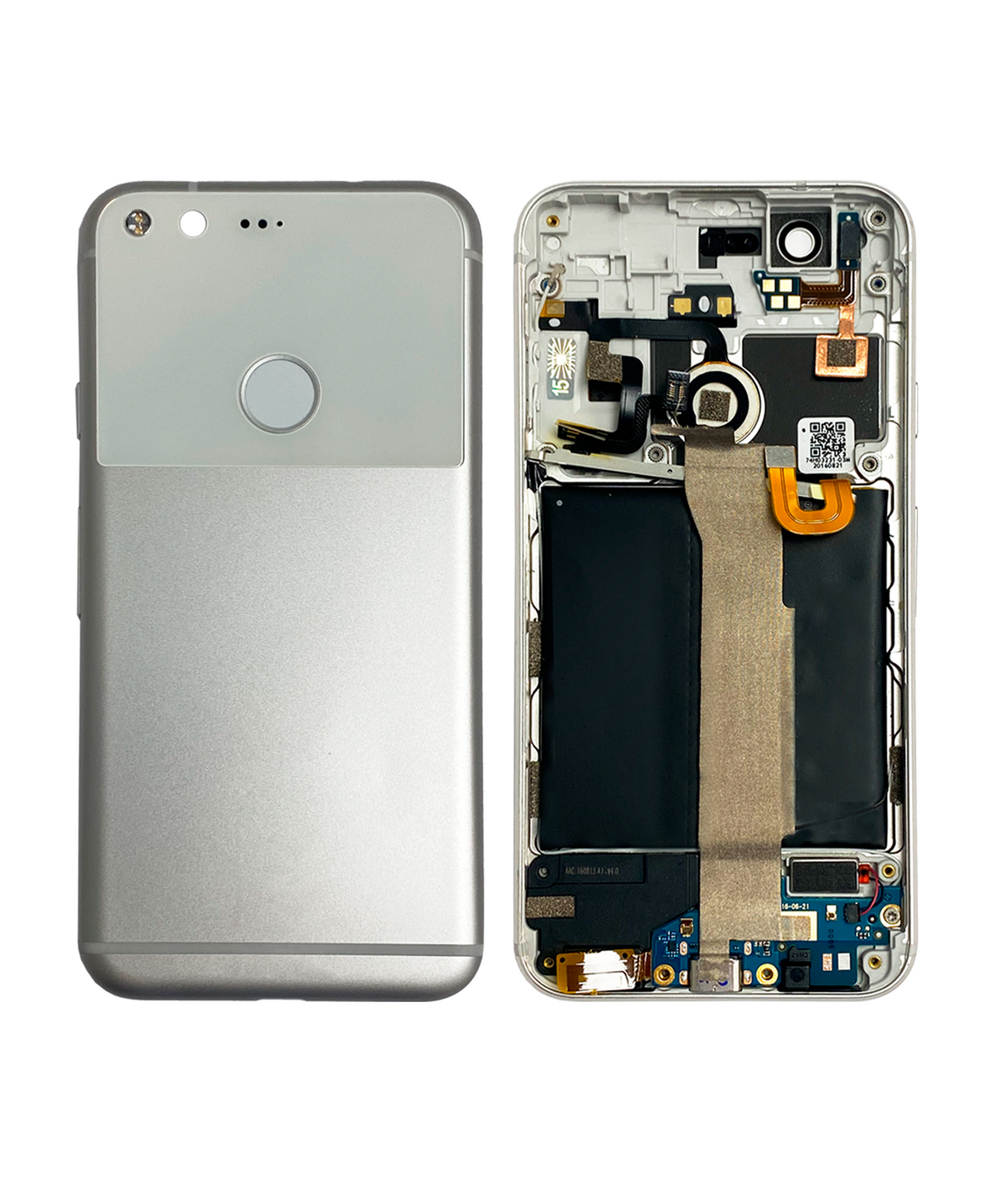 Back Housing For Google Pixel (Used OEM Pull: Grade A) (White) - phone repair part close-up