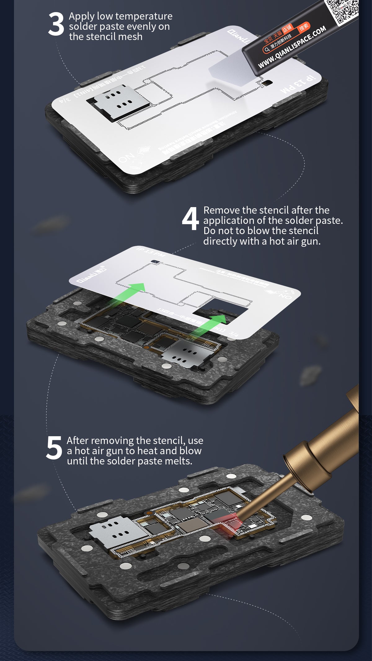 4 in 1 Middle Frame Reballing Platform (Without Cover) For iPhone 13 / 13 Mini / 13 Pro / 13 Pro Max (Qianli)