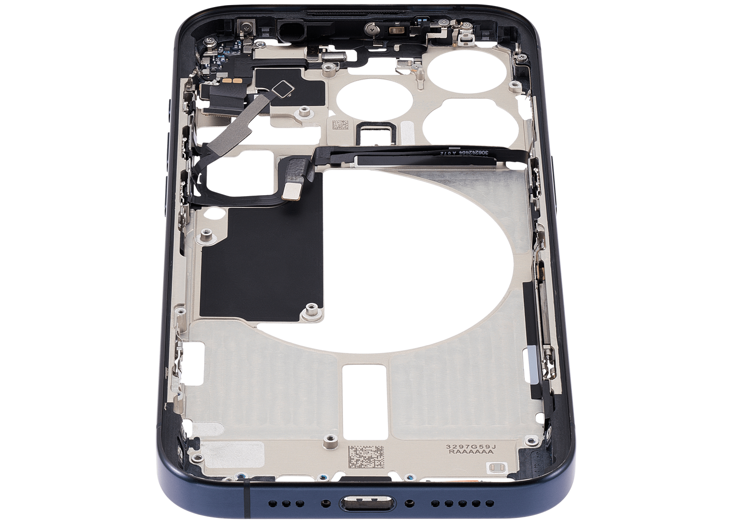 Mid-Frame Housing W/ Small Parts For iPhone 15 Pro (US Version) (Used OEM Pull: Grade A) (Blue Titanium)
