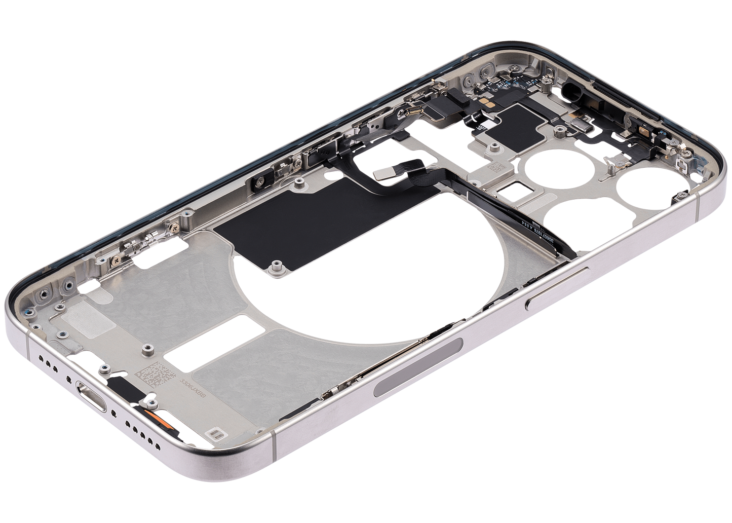 Mid-Frame Housing W/ Small Parts For iPhone 15 Pro (US Version) (Used OEM Pull: Grade A) (Natural Titanium)