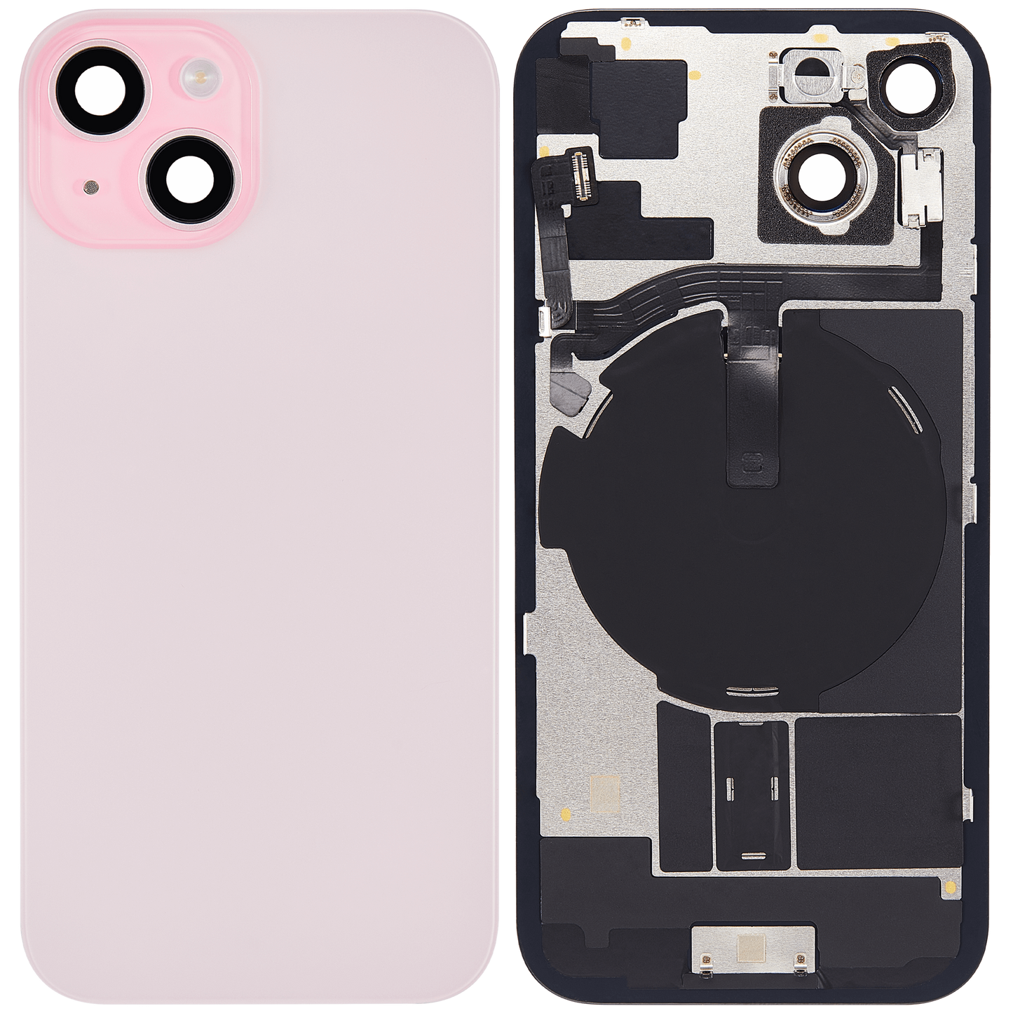 Back Glass w/ MagSafe Magnet & NFC & Flashlight Flex For iPhone 15 (Aftermarket) (Pink) (No Logo)