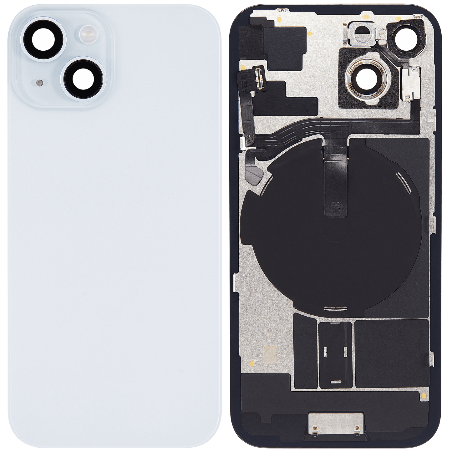Back Glass w/ MagSafe Magnet & NFC & Flashlight Flex For iPhone 15 (Aftermarket) (Blue) (No Logo)