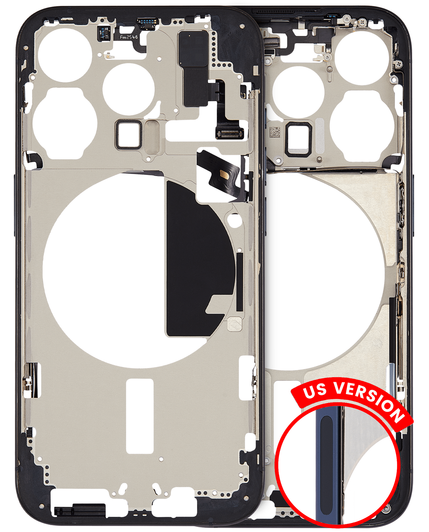 Mid-Frame Housing W/ Small Parts For iPhone 15 Pro (US Version) (Used OEM Pull: Grade C) (Blue Titanium)
