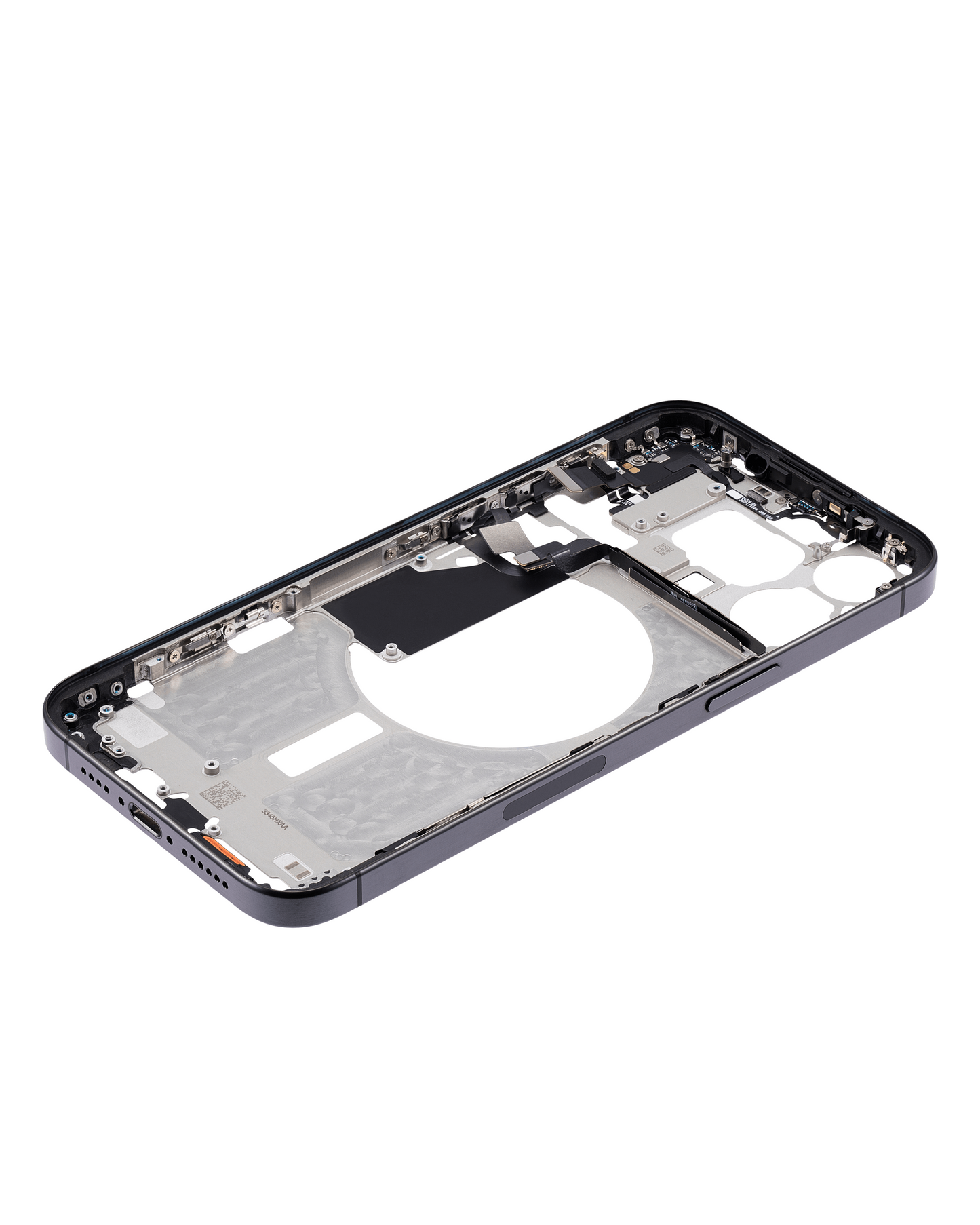 Mid-Frame Housing W/ Small Parts For iPhone 15 Pro Max (US Version) (Used OEM Pull: Grade C) (Black Titanium)