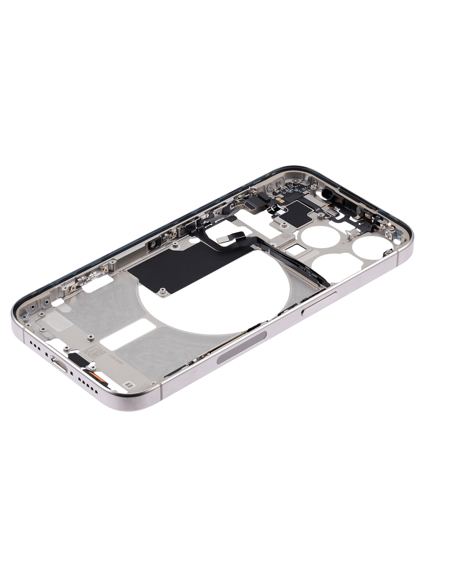 Mid-Frame Housing W/ Small Parts For iPhone 15 Pro (US Version) (Used OEM Pull: Grade C) (Natural Titanium)