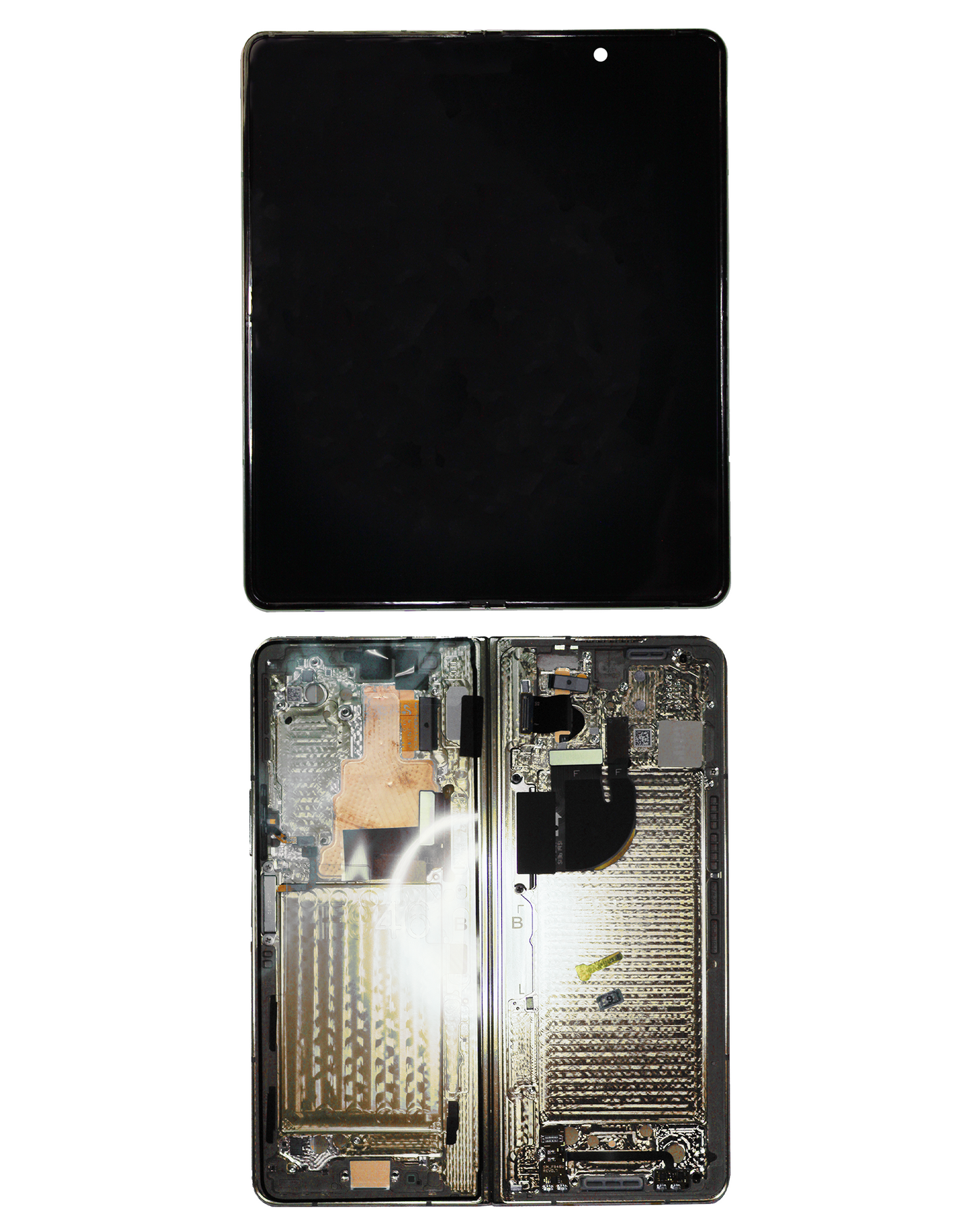 Detailed look at Inner OLED Assembly With Frame For Samsung Galaxy Z Fold 5 5G (US & International) (Service Pack) (Cream) for repair