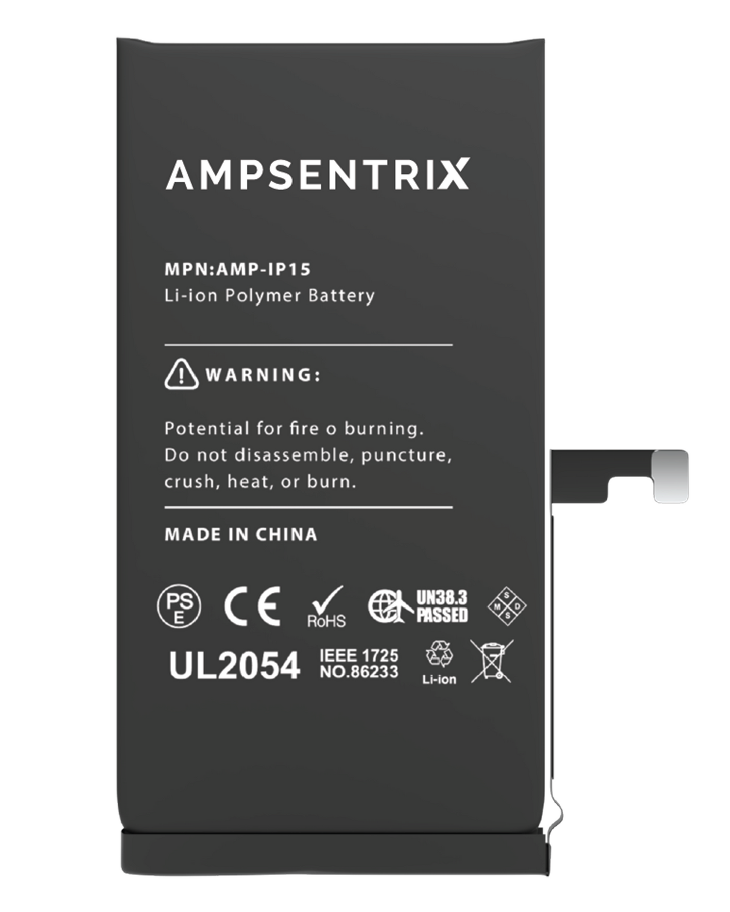 Replacement Battery For iPhone 15 (AmpSentrix Basic)