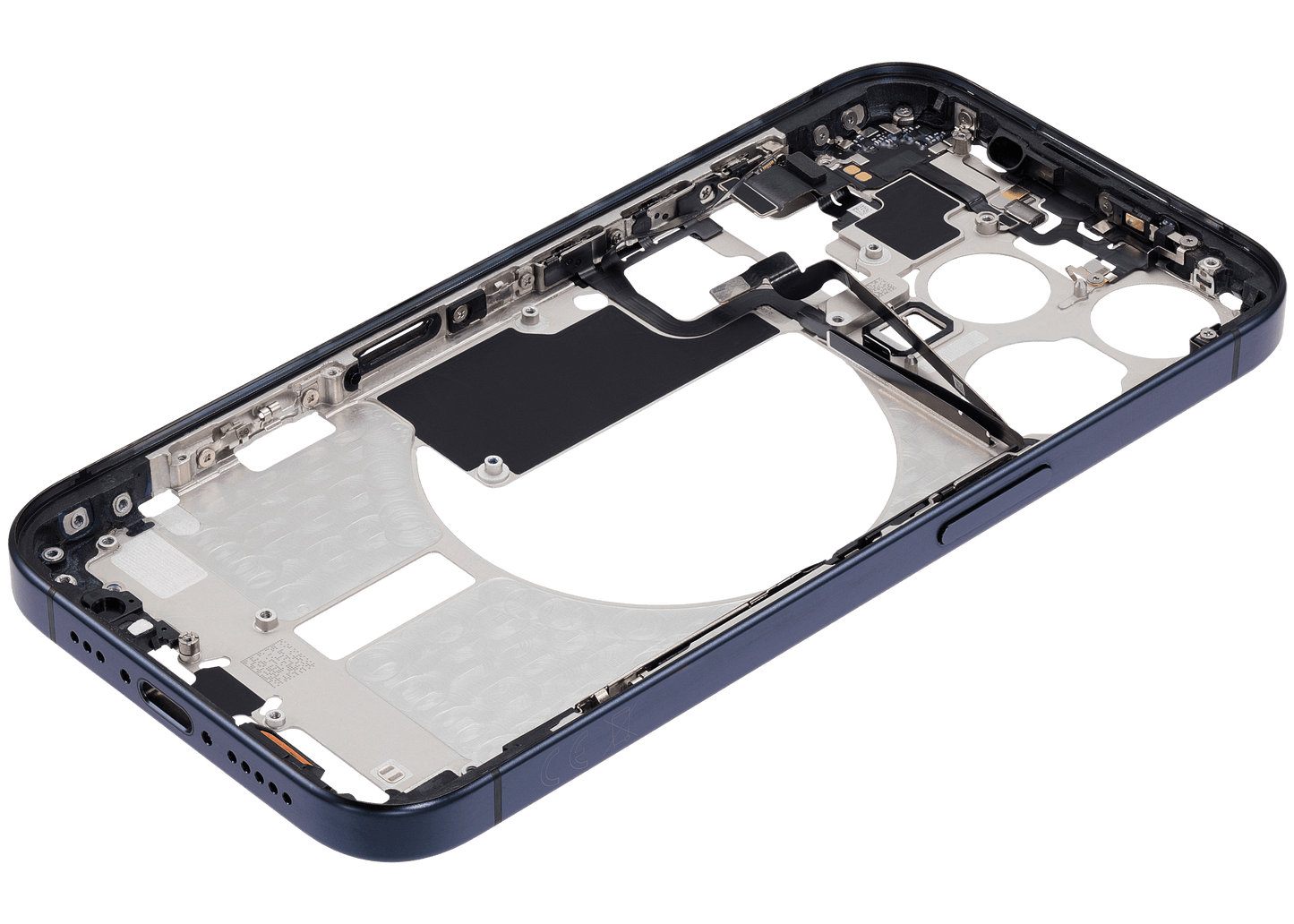 Mid-Frame Housing W/ Small Parts For iPhone 15 Pro (EU / Global Version) (Used OEM Pull: Grade A) (Blue Titanium)