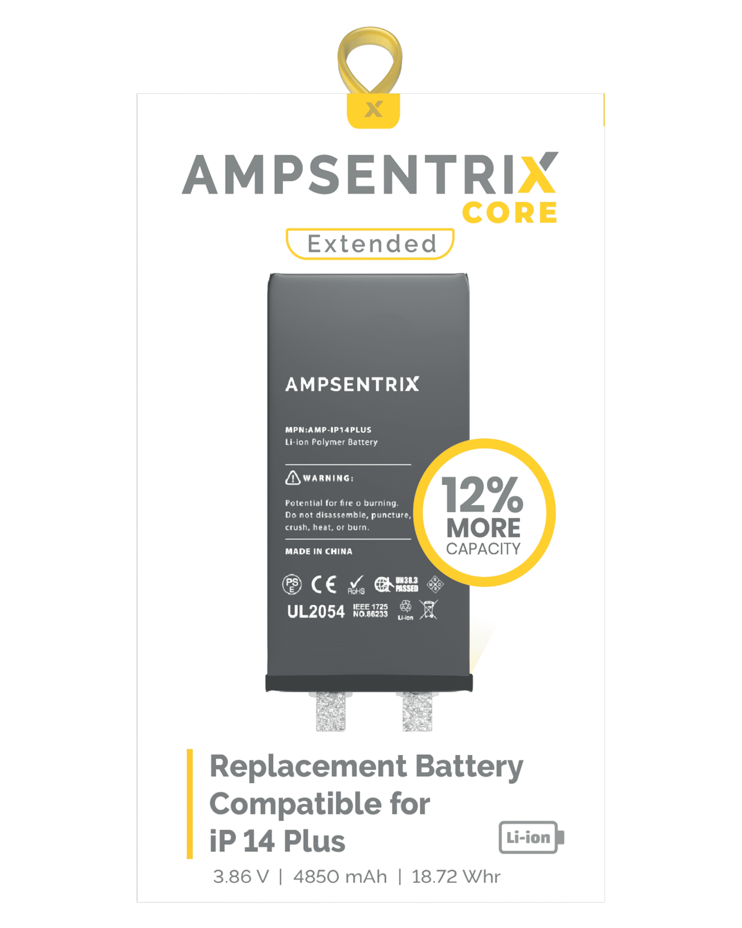 Replacement Battery For IPhone 14 Plus (Spot Welding Required) (AmpSentrix Core Extended)