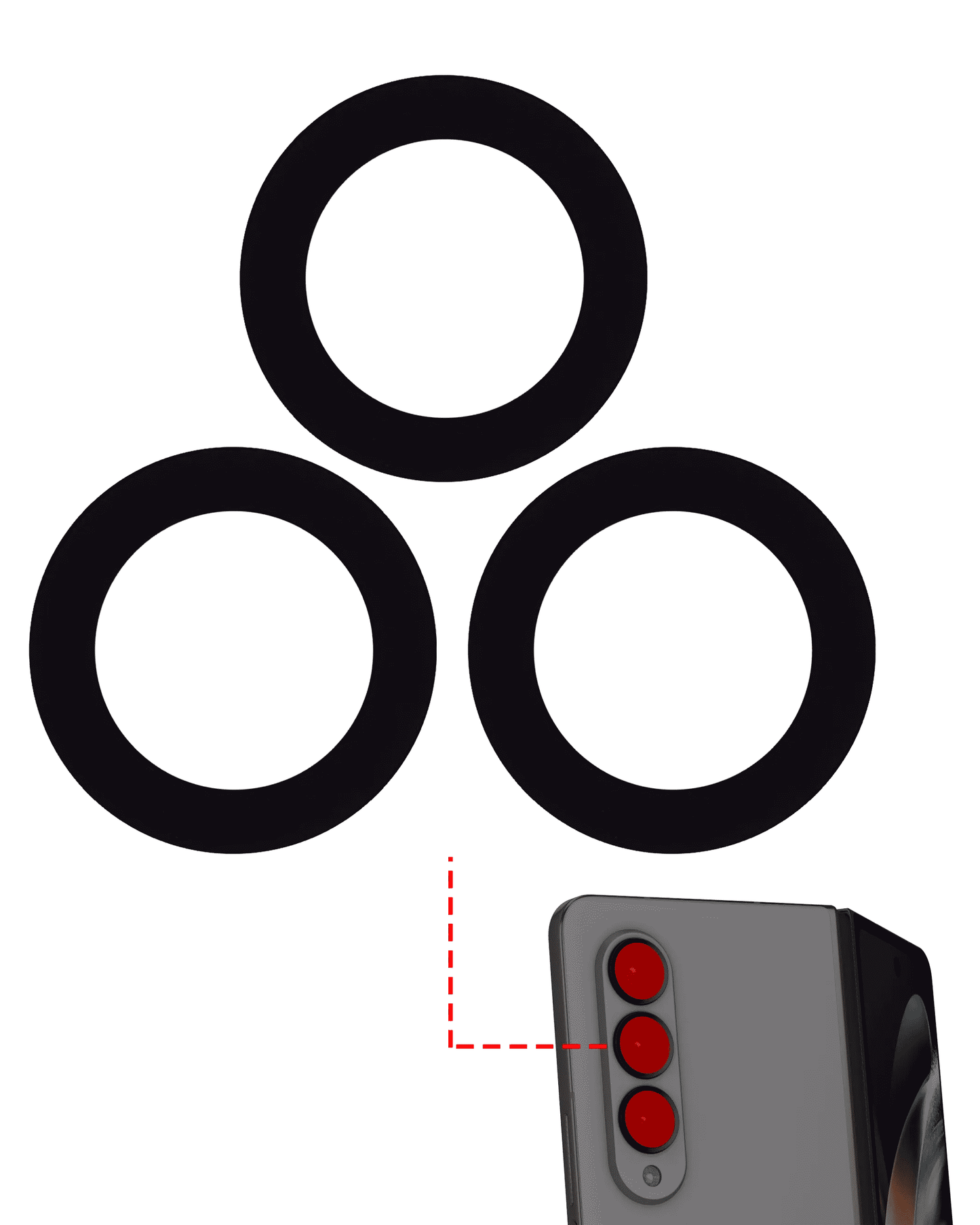 OEM quality Back Camera Lens (Glass Only) With Adhesive For Samsung Galaxy Z Fold 4 (F936) (10 Pack) component