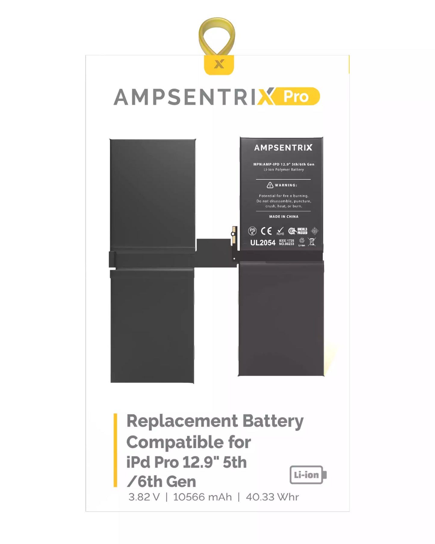 Replacement Battery For iPad Pro 12.9" 5th Gen (2021) / 6th Gen (2022) (AmpSentrix Pro)