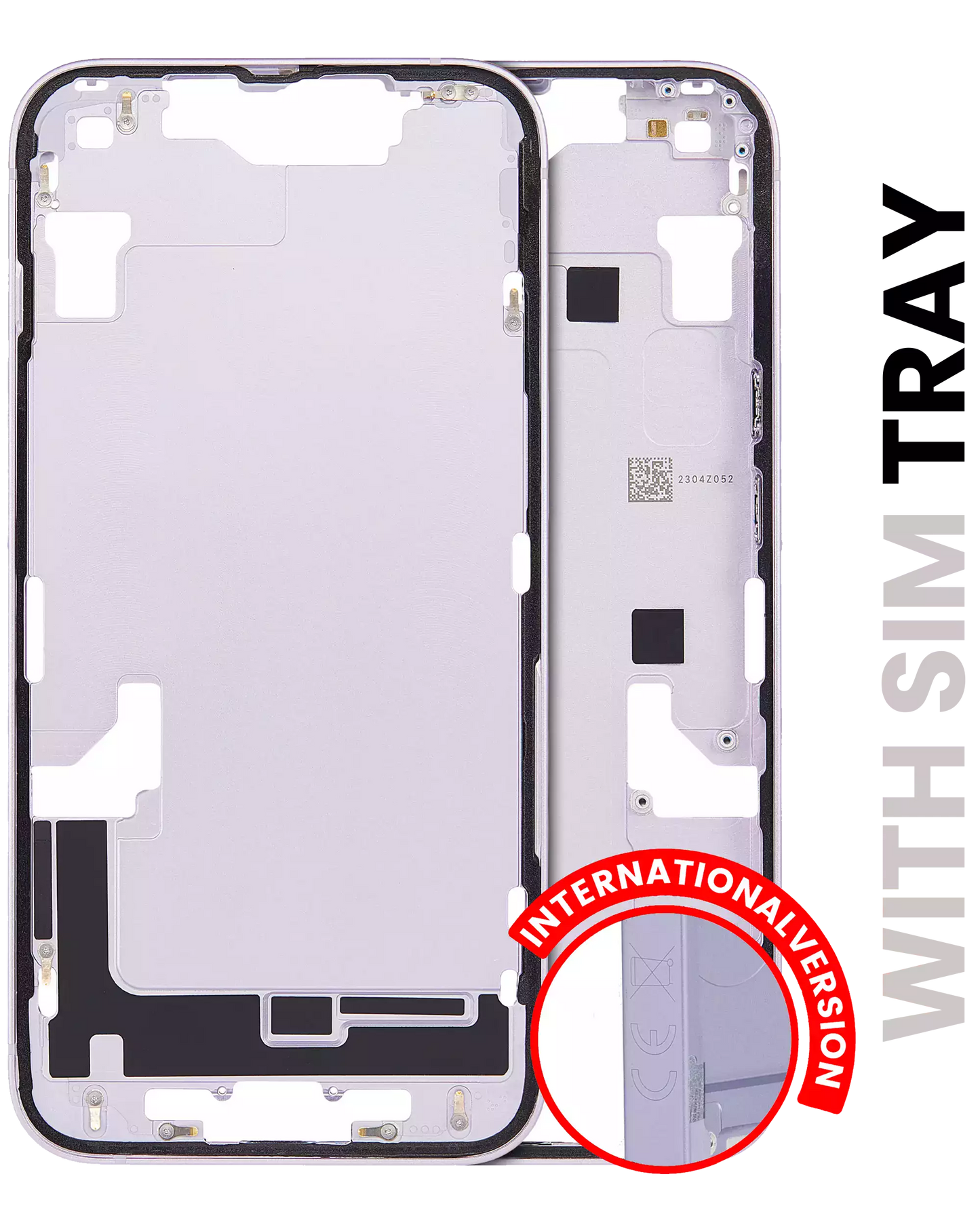 Mid-Frame Housing W/ Small Parts For iPhone 14 (EU / Global Version) (Used OEM Pull: Grade A) (Purple)