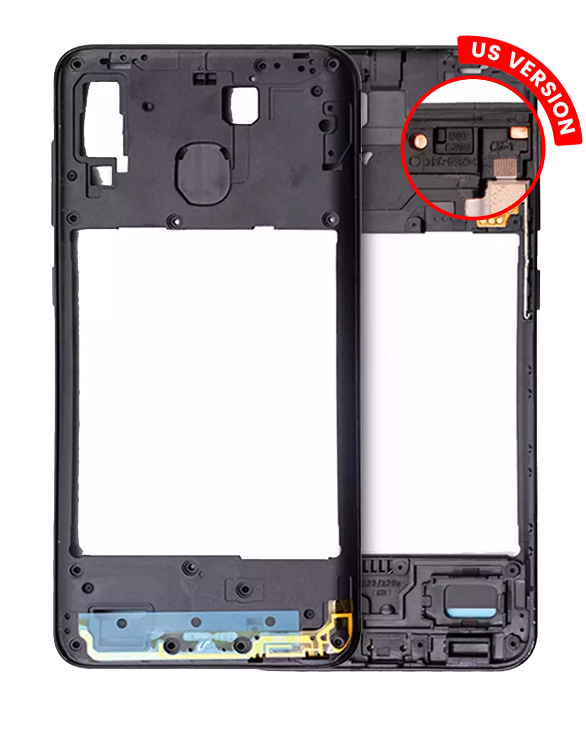 Mid-Frame Housing For Samsung Galaxy A20 (A205 / 2019) (US Version) (Black) - product image 1