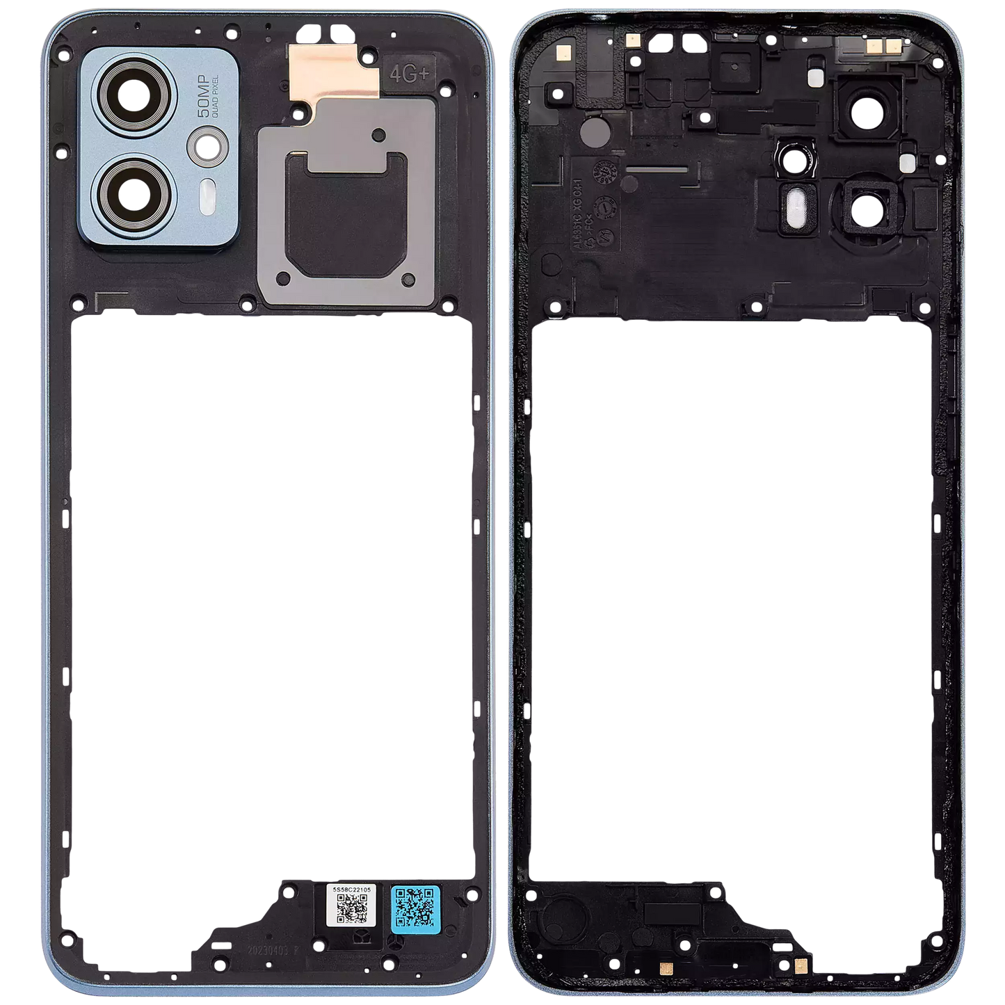 Mid-Frame Housing With Camera Lens For Motorola Moto G23 (XT2333 / 2023) (Genuine OEM) (Steel Blue) replacement part SKU 107182136388 image 6
