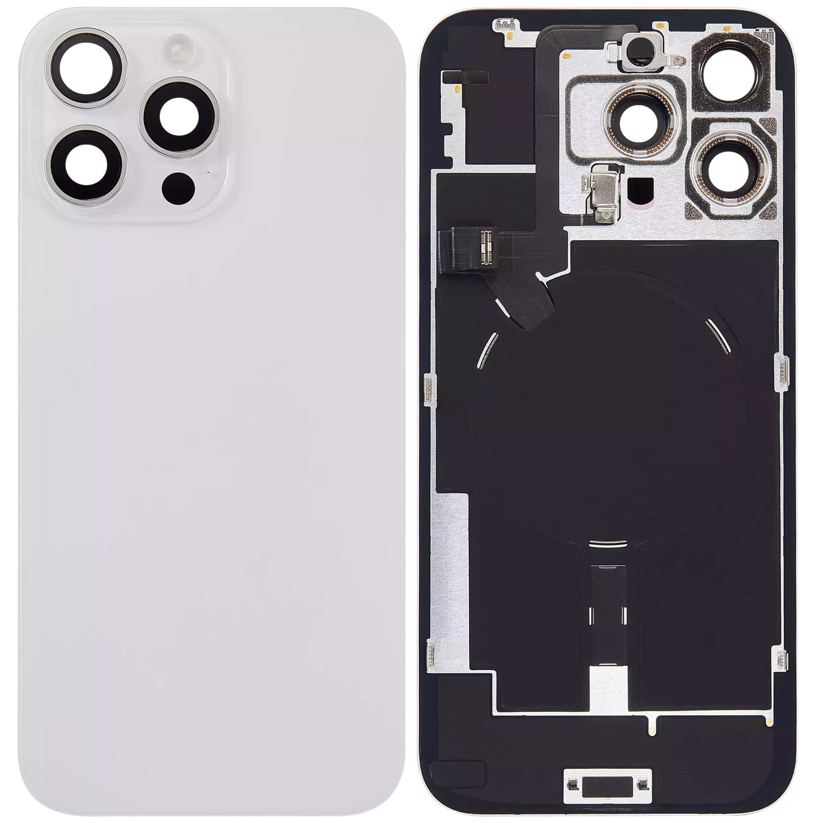 Back Glass w/ MagSafe Magnet & NFC & Flashlight Flex For iPhone 16 Pro Max (Used OEM Pull: Grade A) (White Titanium) — product photo 6