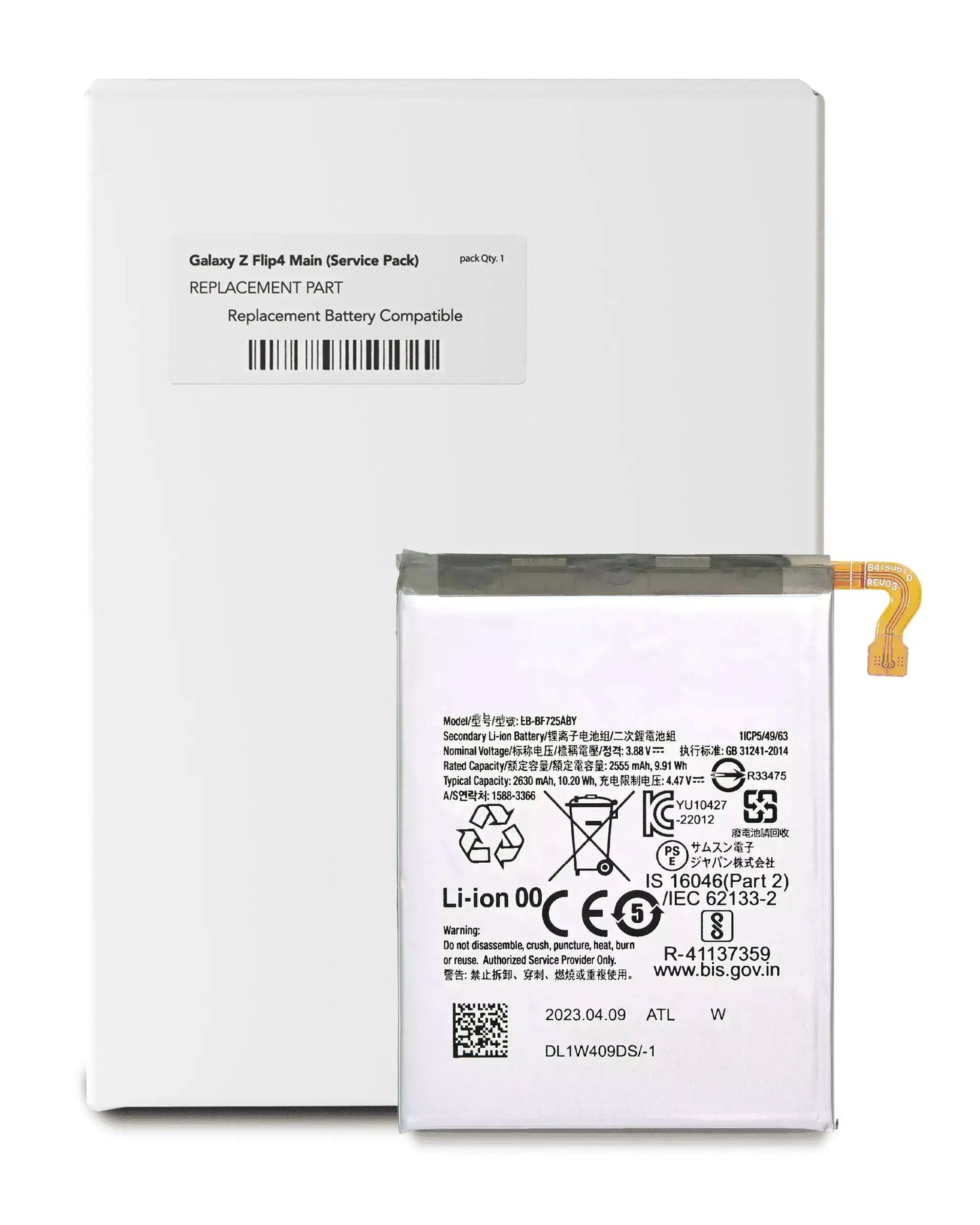 Buy Replacement Battery (Main) For Samsung Galaxy Z Flip 4 5G (EB-BF725ABY) (Service Pack) - High Quality Replacement Part - View 1 | TechDrip Canada