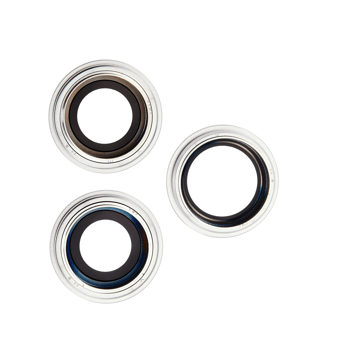 Back Camera Lens With Bracket & Bezel For iPhone 12 Pro (3 Piece Set) (Real Sapphire / Premium) (Silver)