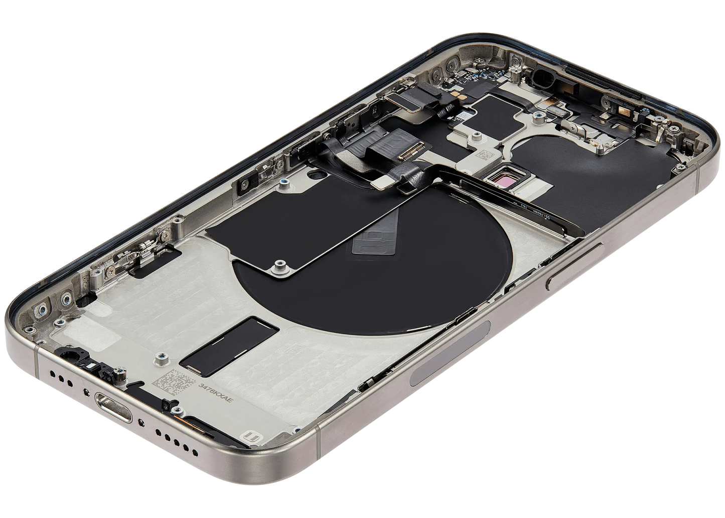 Back Housing W/ Small Parts For iPhone 15 Pro (US Version) (Used OEM Pull: Grade B) (Natural Titanium)