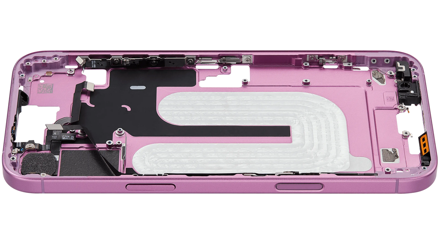 Mid-Frame Housing W/ Small Parts For iPhone 16 Plus (US Version) (Used OEM Pull: Grade A) (Pink)