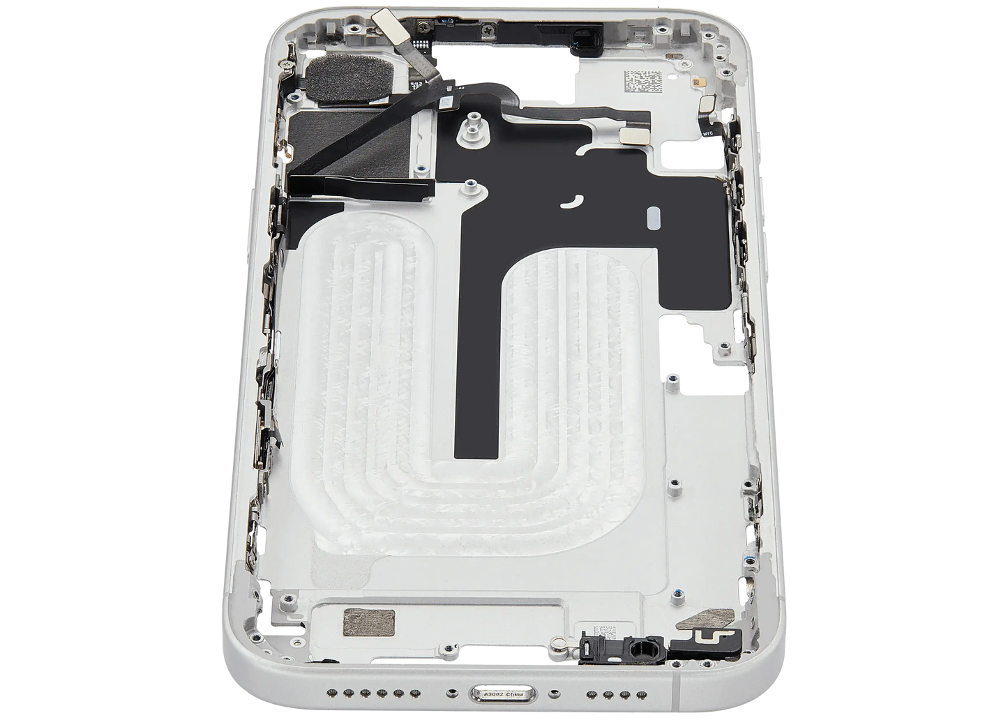 Mid-Frame Housing W/ Small Parts For iPhone 16 Plus (US Version) (Used OEM Pull: Grade A) (White)