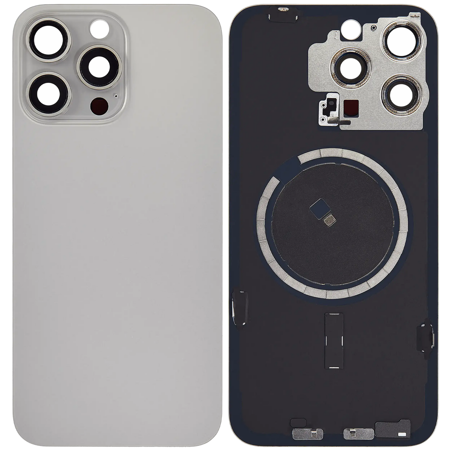 Back Glass w/ MagSafe Magnet For iPhone 15 Pro Max (Aftermarket) (Natural Titanium) (No Logo)