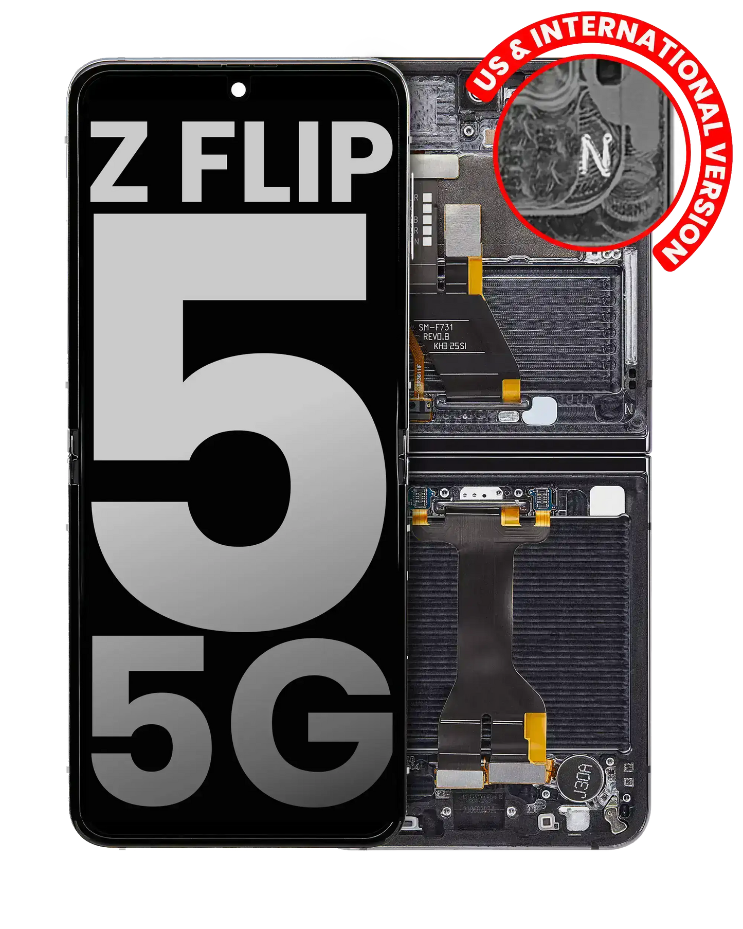 Inner OLED Assembly With Frame For Samsung Galaxy Z Flip 5 5G (US & International) (Used OEM Pull: Grade A) (Graphite) - View 1 | TechDrip Canada