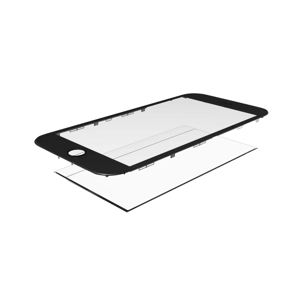 2 in 1 (Front Glass + Frame Pre-Installed) For iPhone 6 (2 Pack) (Black)