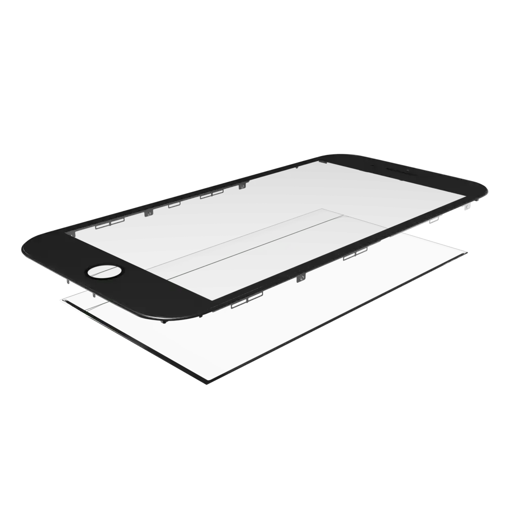 2 in 1 (Front Glass + Frame Pre-Installed) For iPhone 6 Plus (2 Pack) (Black)