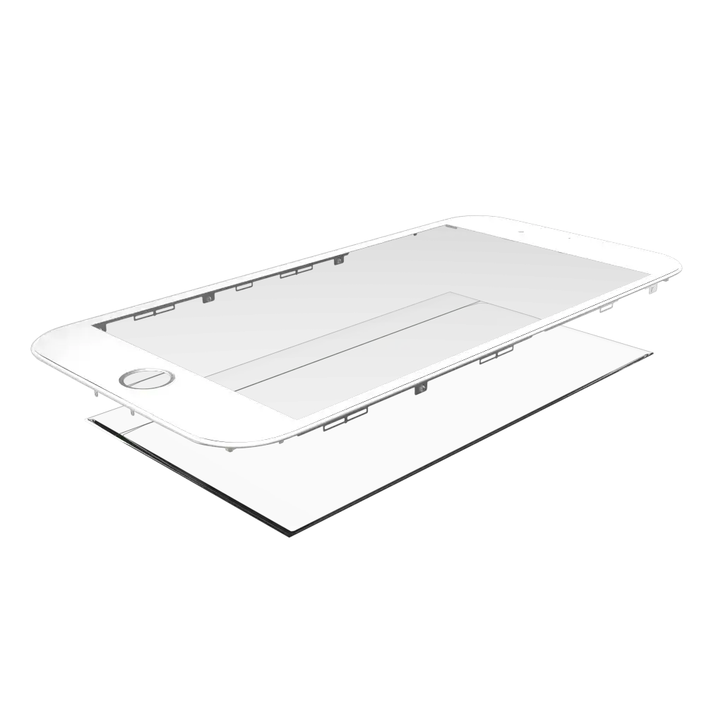 Glass With Frame Pre-Installed For iPhone 8 Plus (White) (Premium / 2 in 1) (2 Pack)