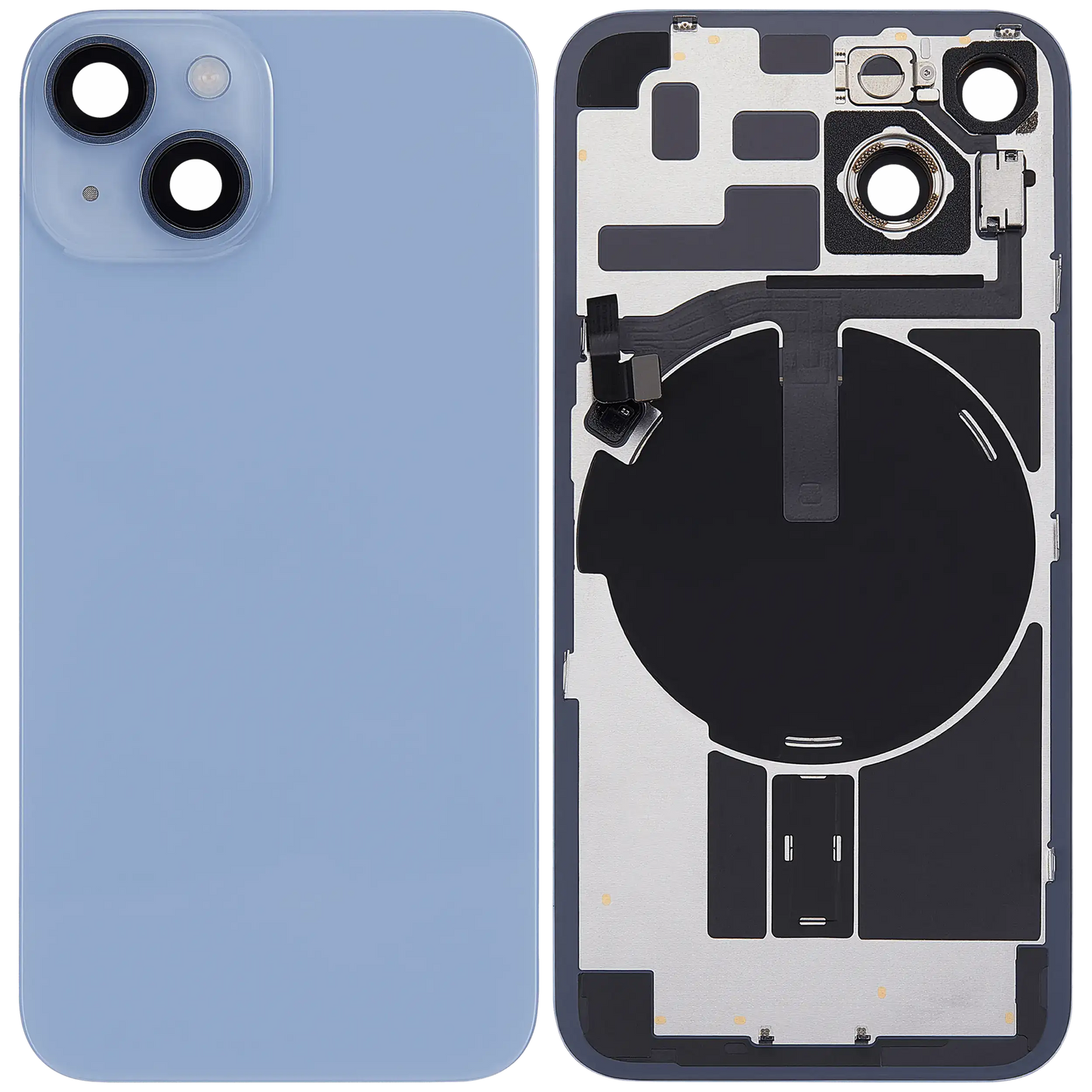 Back Glass w/ MagSafe Magnet & NFC & Flashlight Flex For iPhone 14 (Used OEM Pull: Grade A) (Blue)