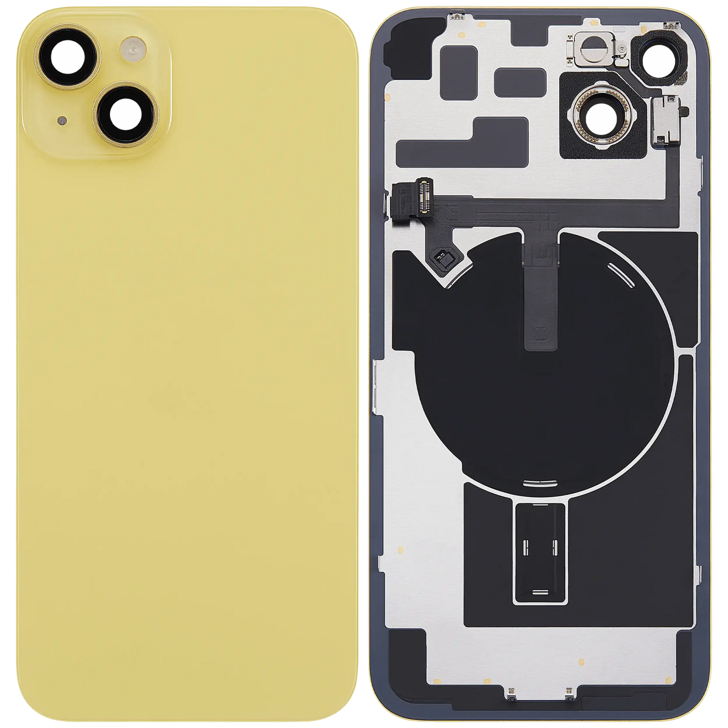 Back Glass w/ MagSafe Magnet & NFC & Flashlight Flex For iPhone 14 Plus (Used OEM Pull: Grade A) (Yellow)