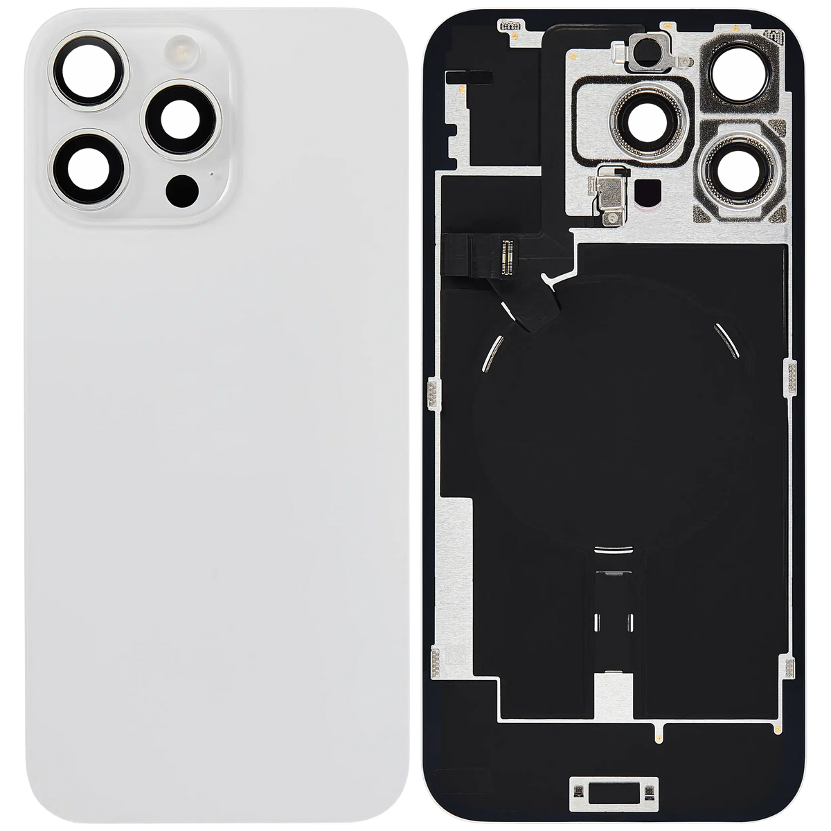 Back Glass w/ MagSafe Magnet & NFC & Flashlight Flex For iPhone 16 Pro Max (Used OEM Pull: Grade B) (White Titanium) — product photo 6